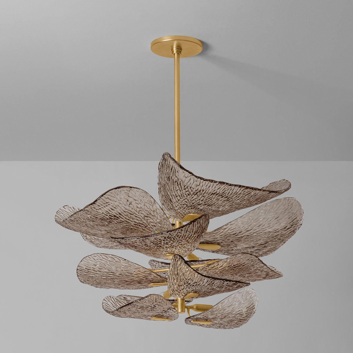 Aurora Chandelier Cardiff Piastra Glass Petal Layered Bronze - Neutralighting