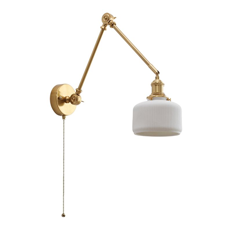 Arisha Modern Wandleuchte, Trommel, Keramik/Metall, Weiß, Schlafzimmer