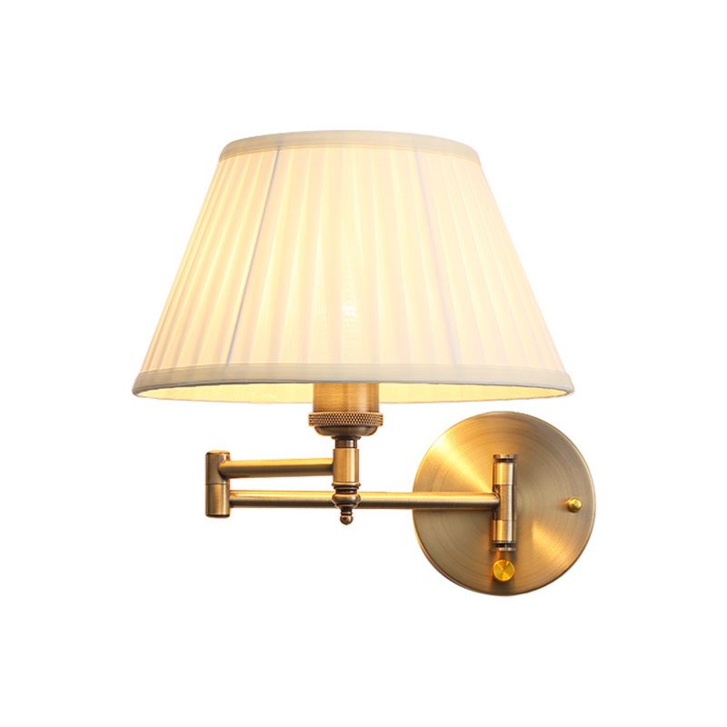 Arisha Vintage Wandleuchte Plissee, Weiß/Beige, Wohnzimmer, Stoff