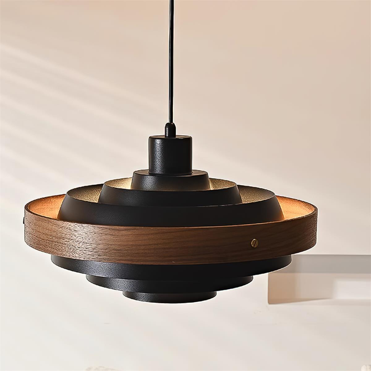 Muto Modern Round   Pendant Light  Wood