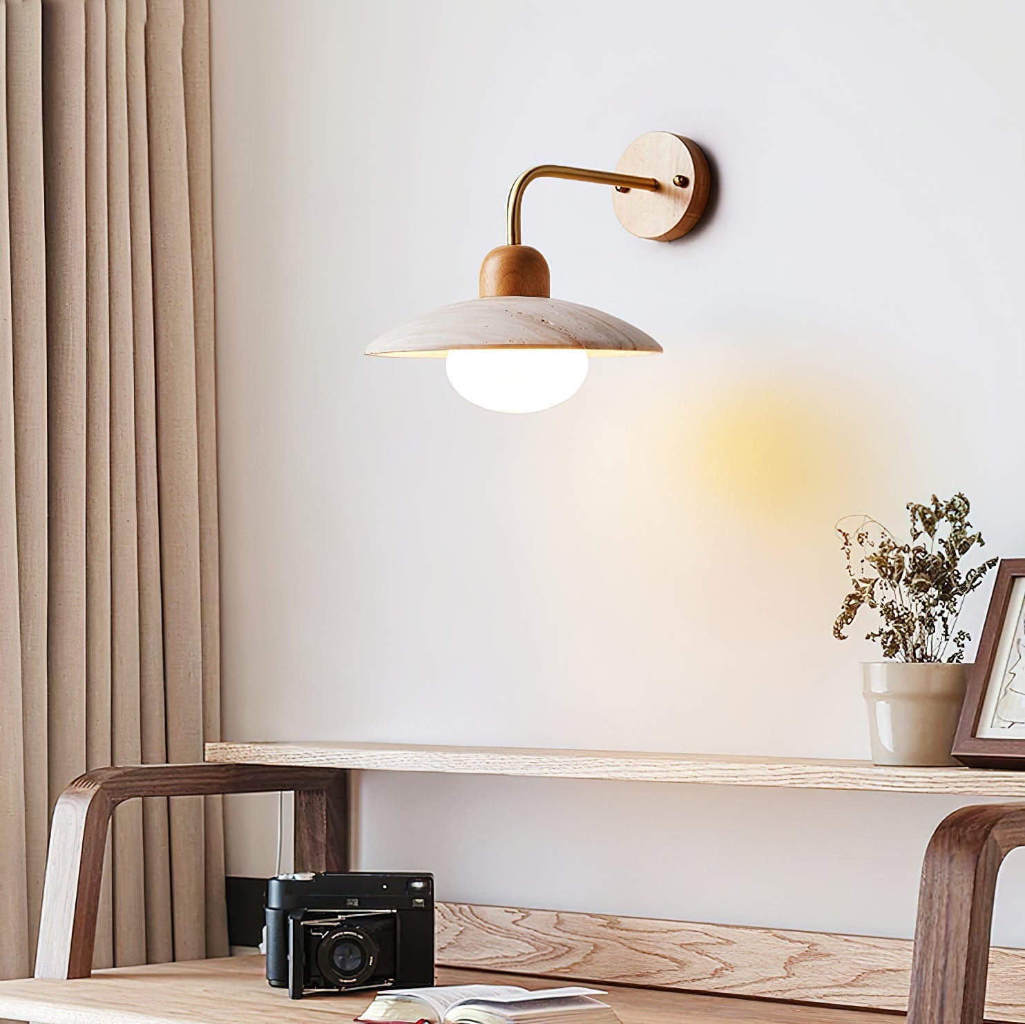 Winel Vintage-Wandleuchte aus Travertin