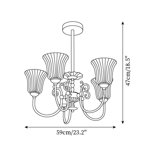 Alto Kronleuchter Messing Arme Weißes Glas-Letslighting