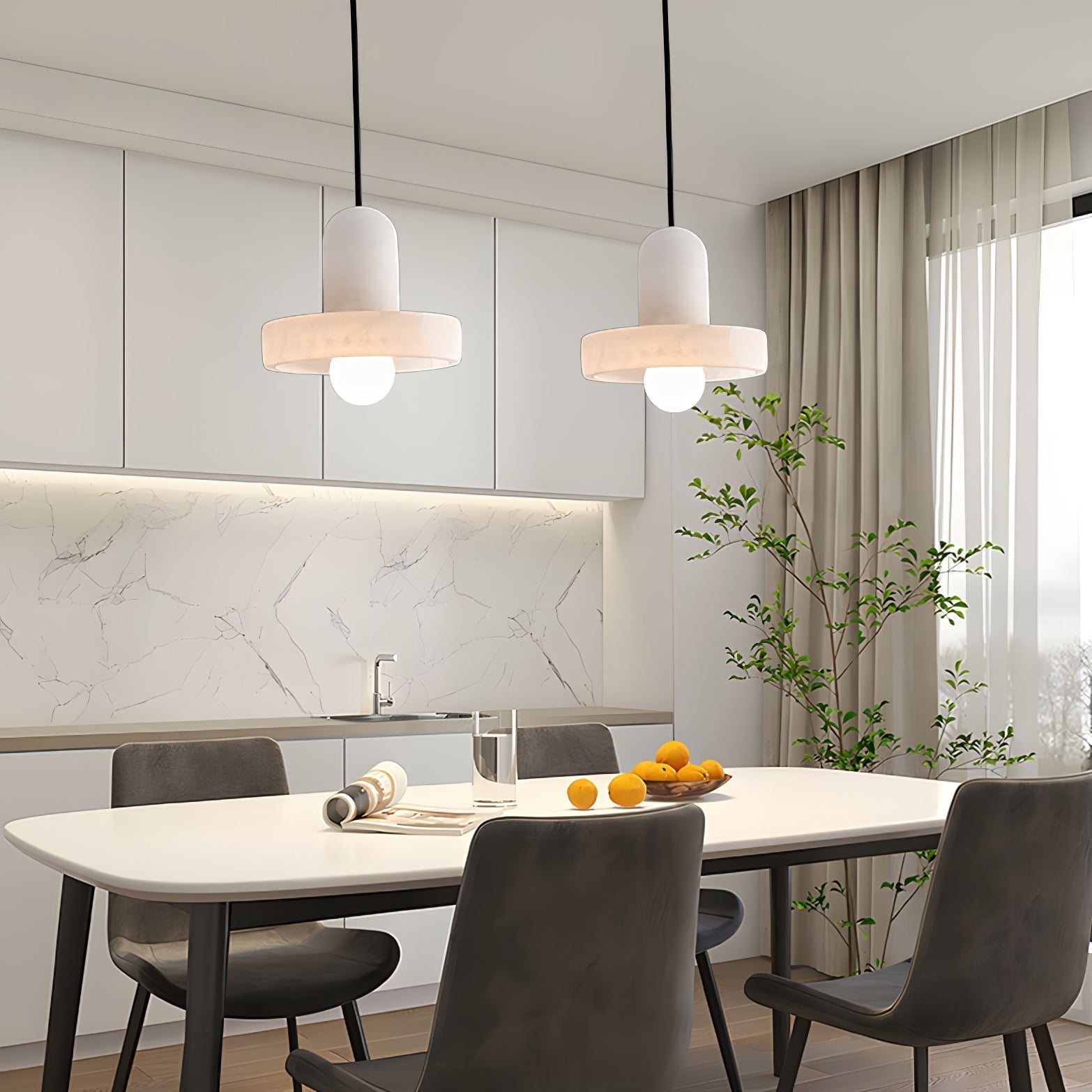 Lyvynos Stacked Alabaster Pendant Light - Blowlighting
