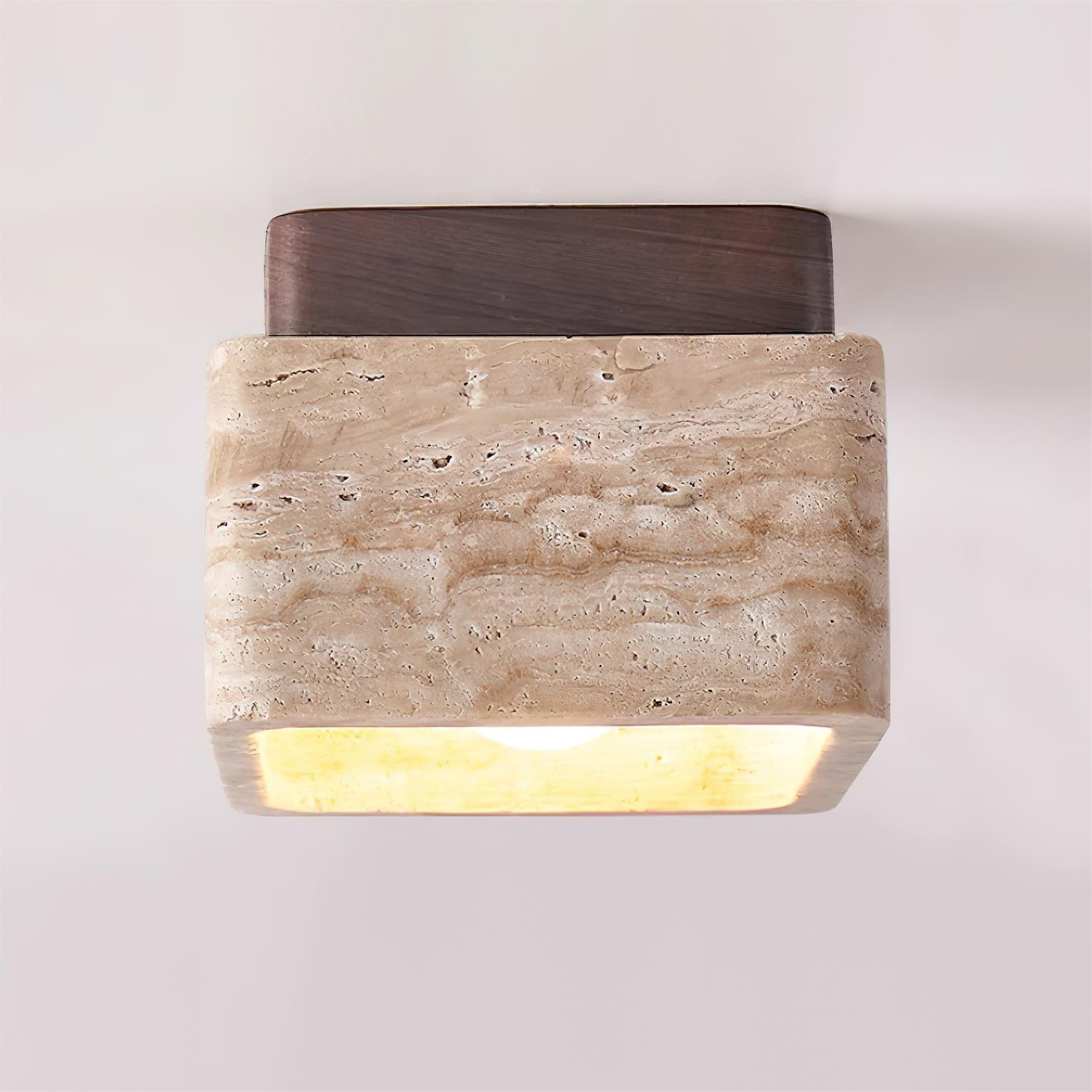 Vellin Travertine Square Flush Mount Ceiling Light - Letslighting