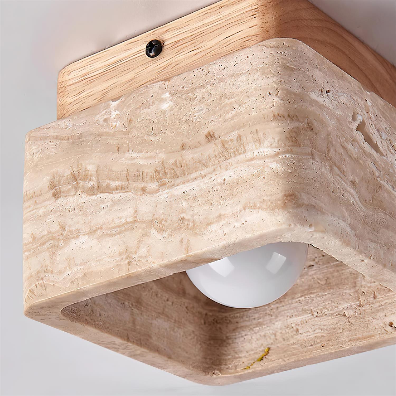 Vellin Travertine Square Flush Mount Ceiling Light - Letslighting