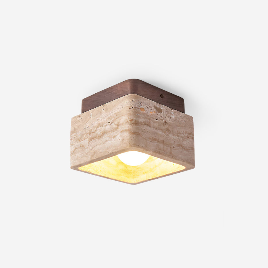 Vellin Travertine Square Flush Mount Ceiling Light - Letslighting