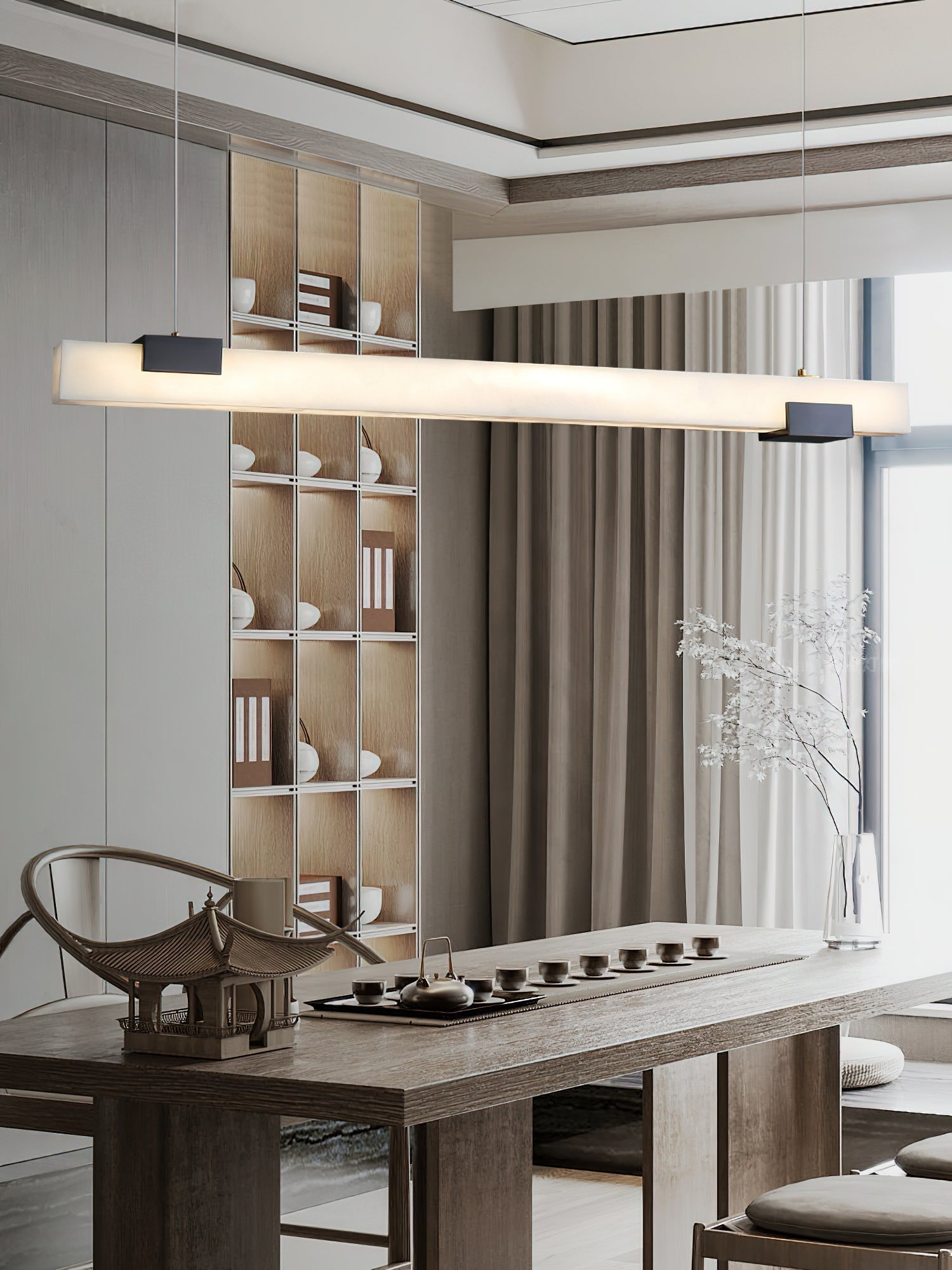 Avert Modern Minimalist Brass Alabaster Pendant Light - Letslighting