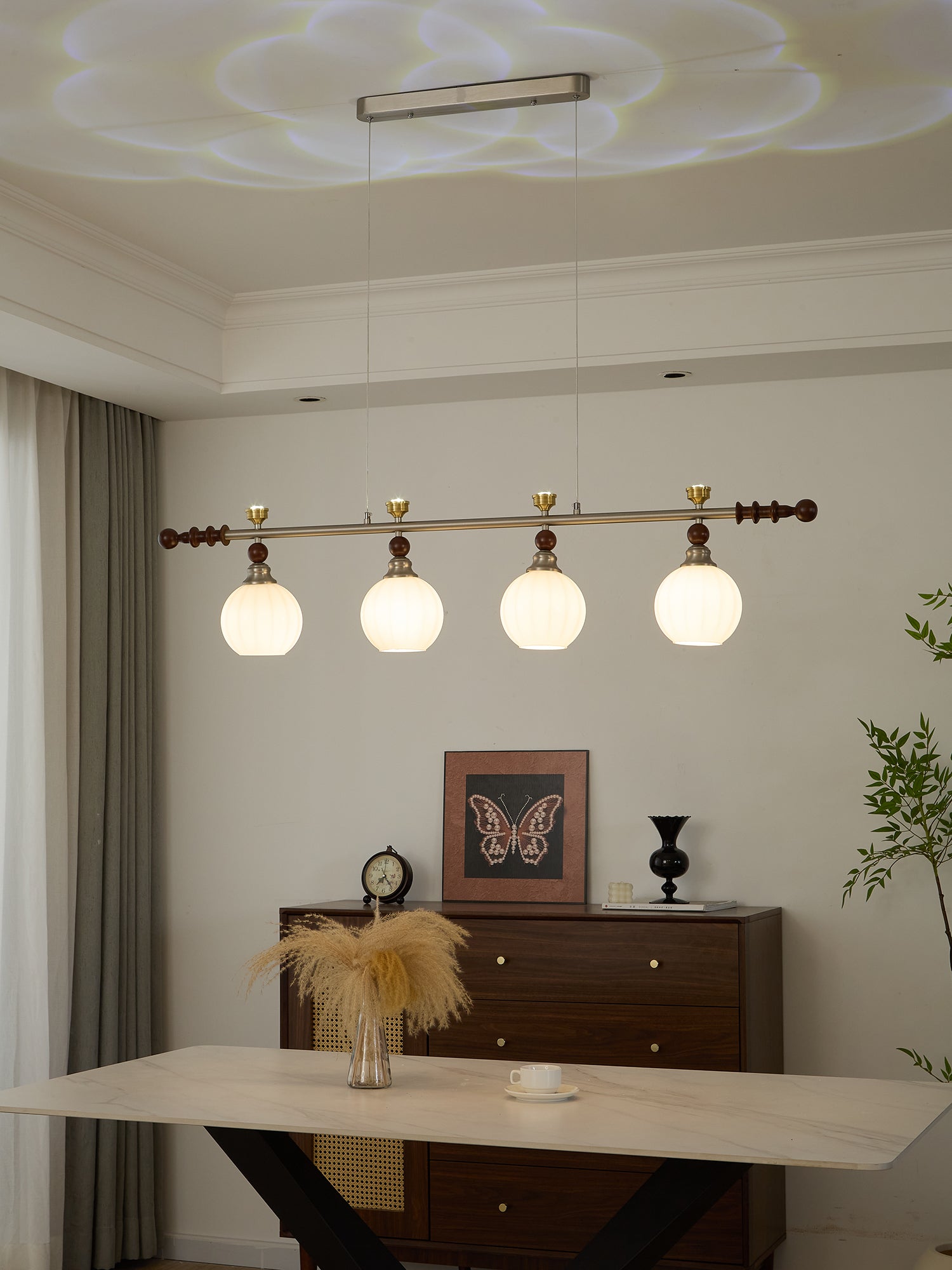 Otheia Eleganz Vintage Linear Holz Pendelleuchte-Letslighting