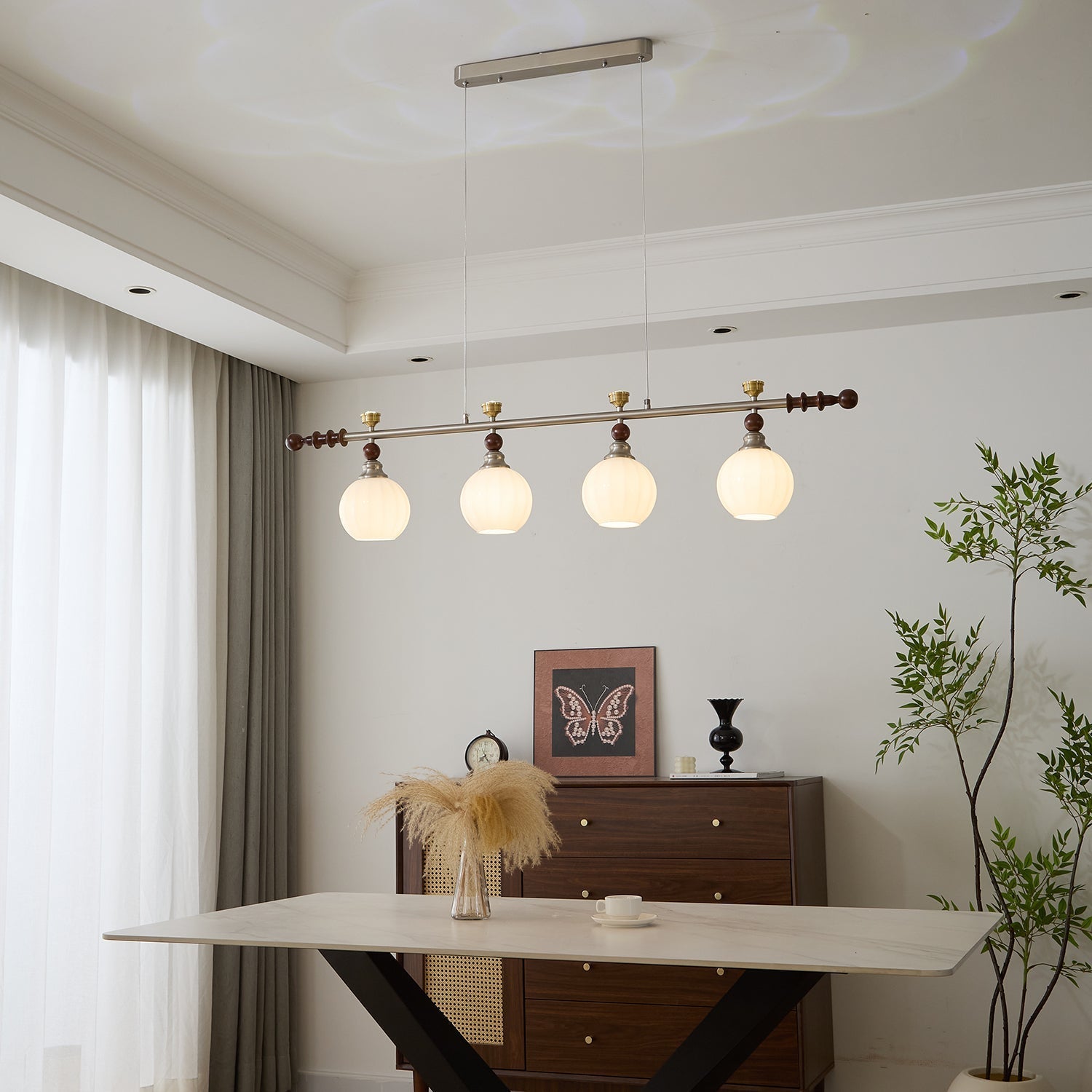 Otheia Eleganz Vintage Linear Holz Pendelleuchte-Letslighting