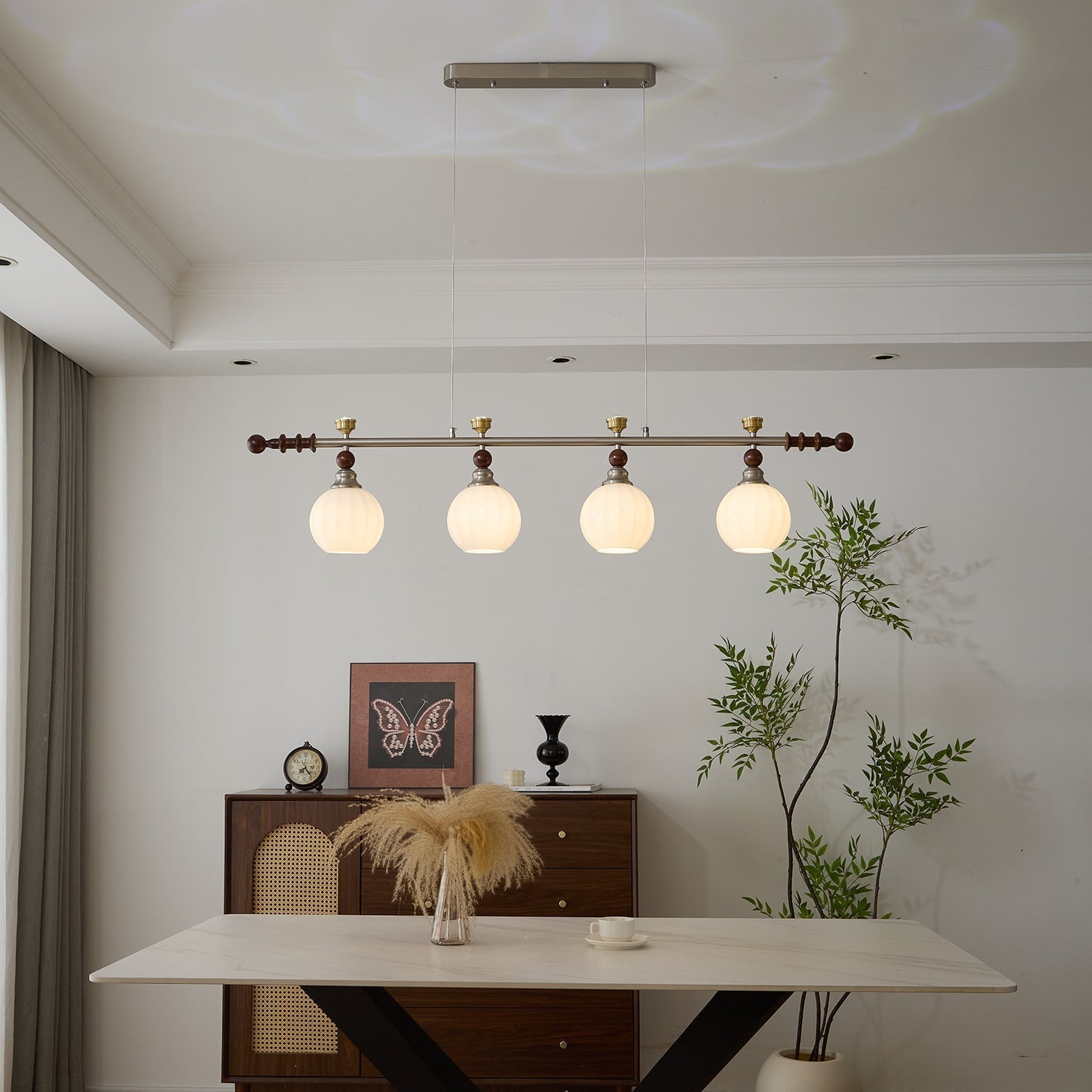 Otheia Eleganz Vintage Linear Holz Pendelleuchte-Letslighting