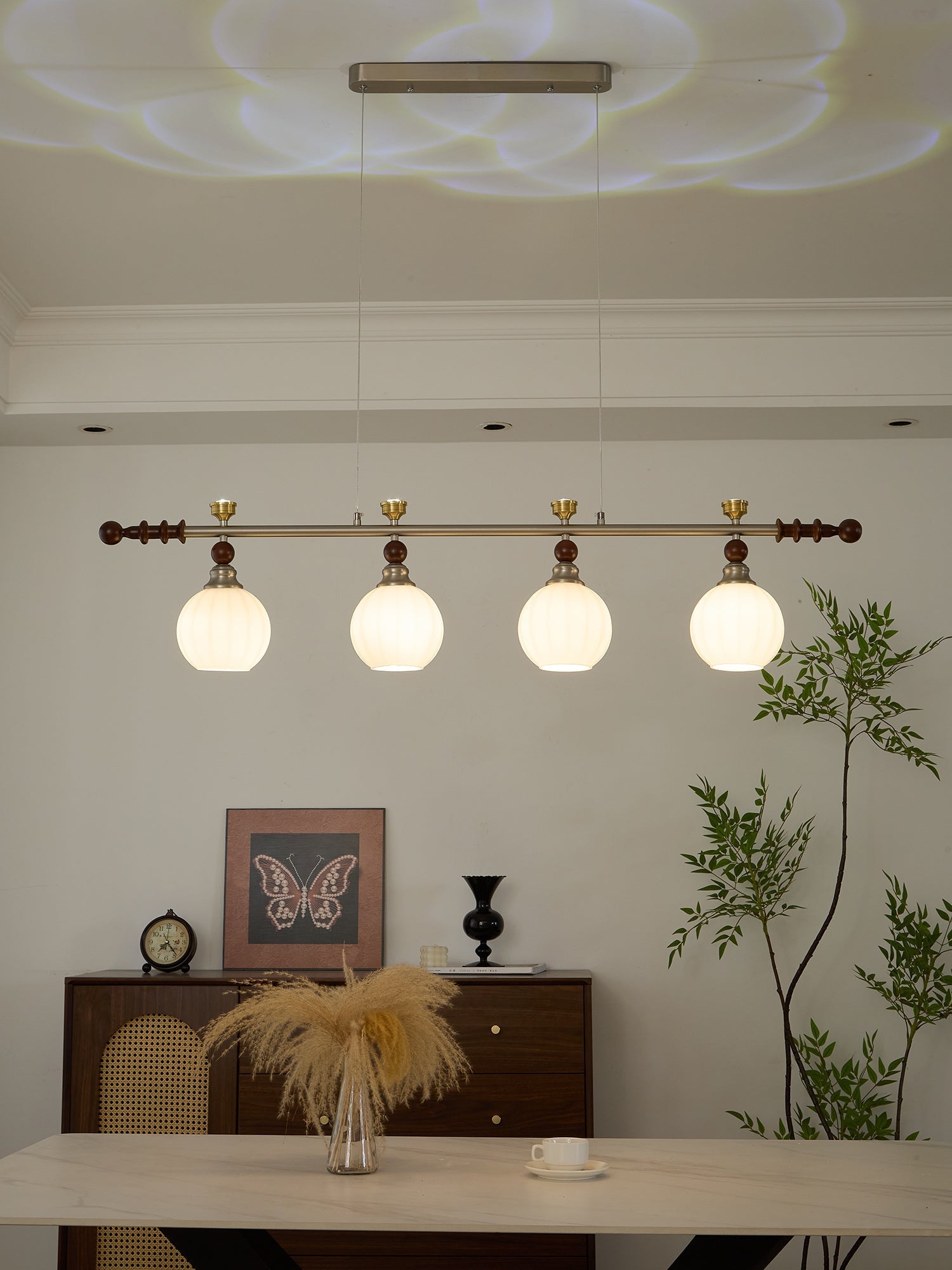 Otheia Eleganz Vintage Linear Holz Pendelleuchte-Letslighting