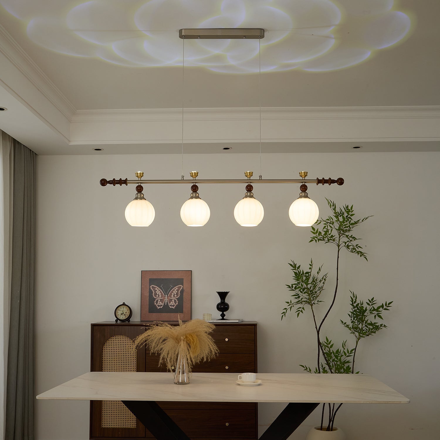 Otheia Eleganz Vintage Linear Holz Pendelleuchte-Letslighting