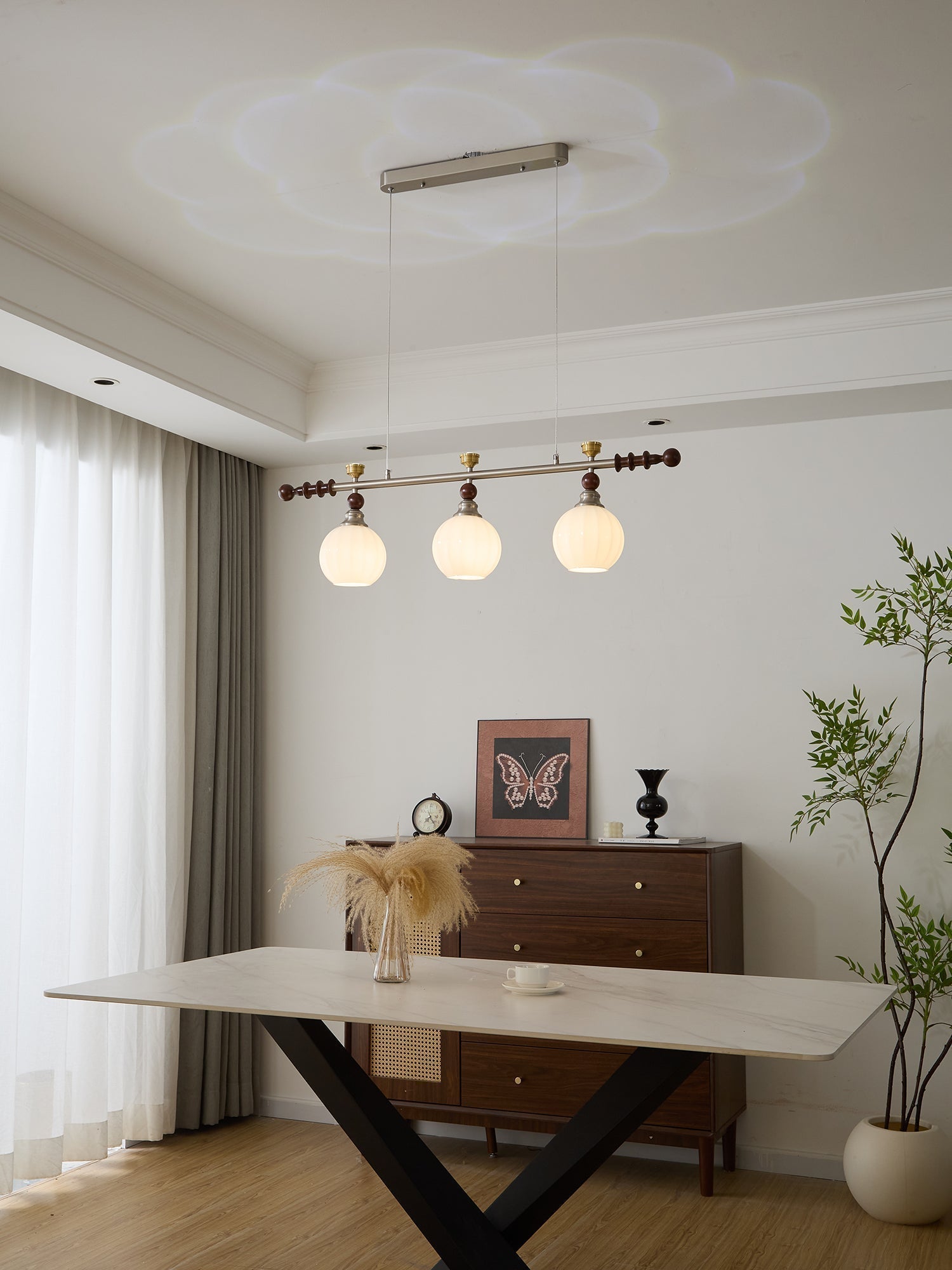 Otheia Eleganz Vintage Linear Holz Pendelleuchte-Letslighting