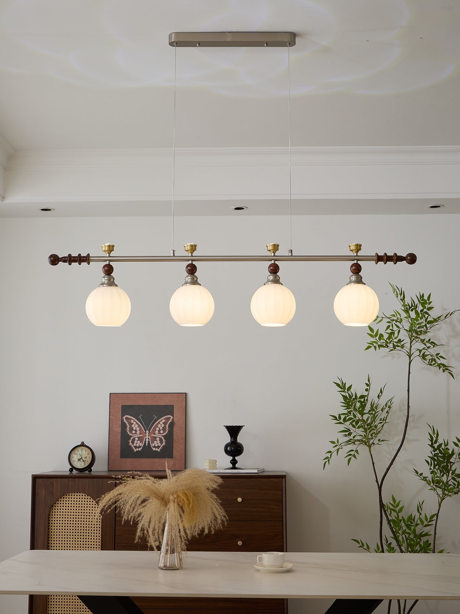 Otheia Eleganz Vintage Linear Holz Pendelleuchte-Letslighting
