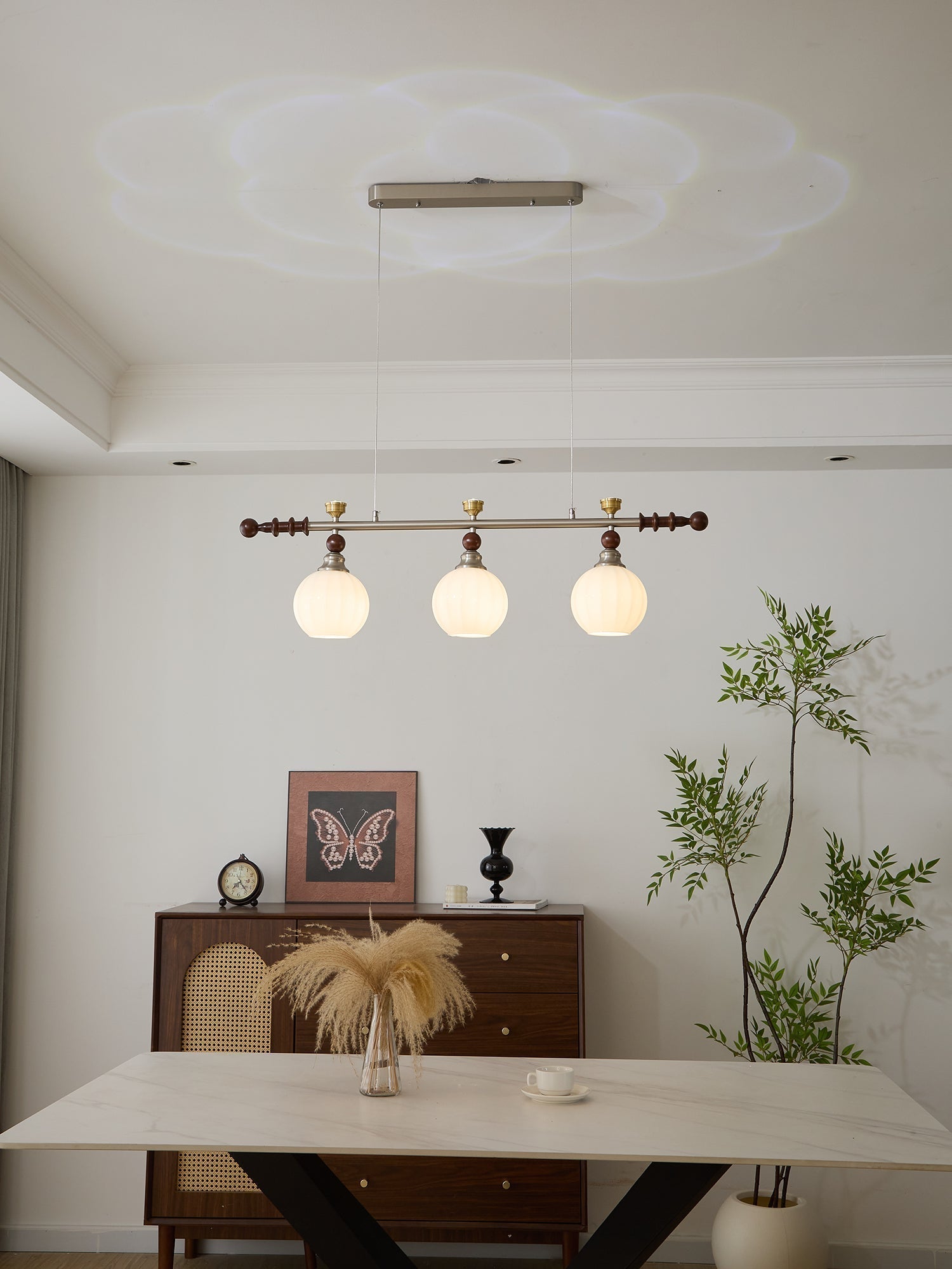 Otheia Eleganz Vintage Linear Holz Pendelleuchte-Letslighting