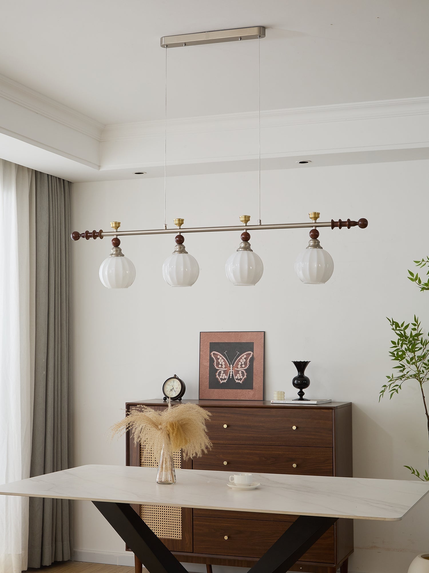 Otheia Eleganz Vintage Linear Holz Pendelleuchte-Letslighting
