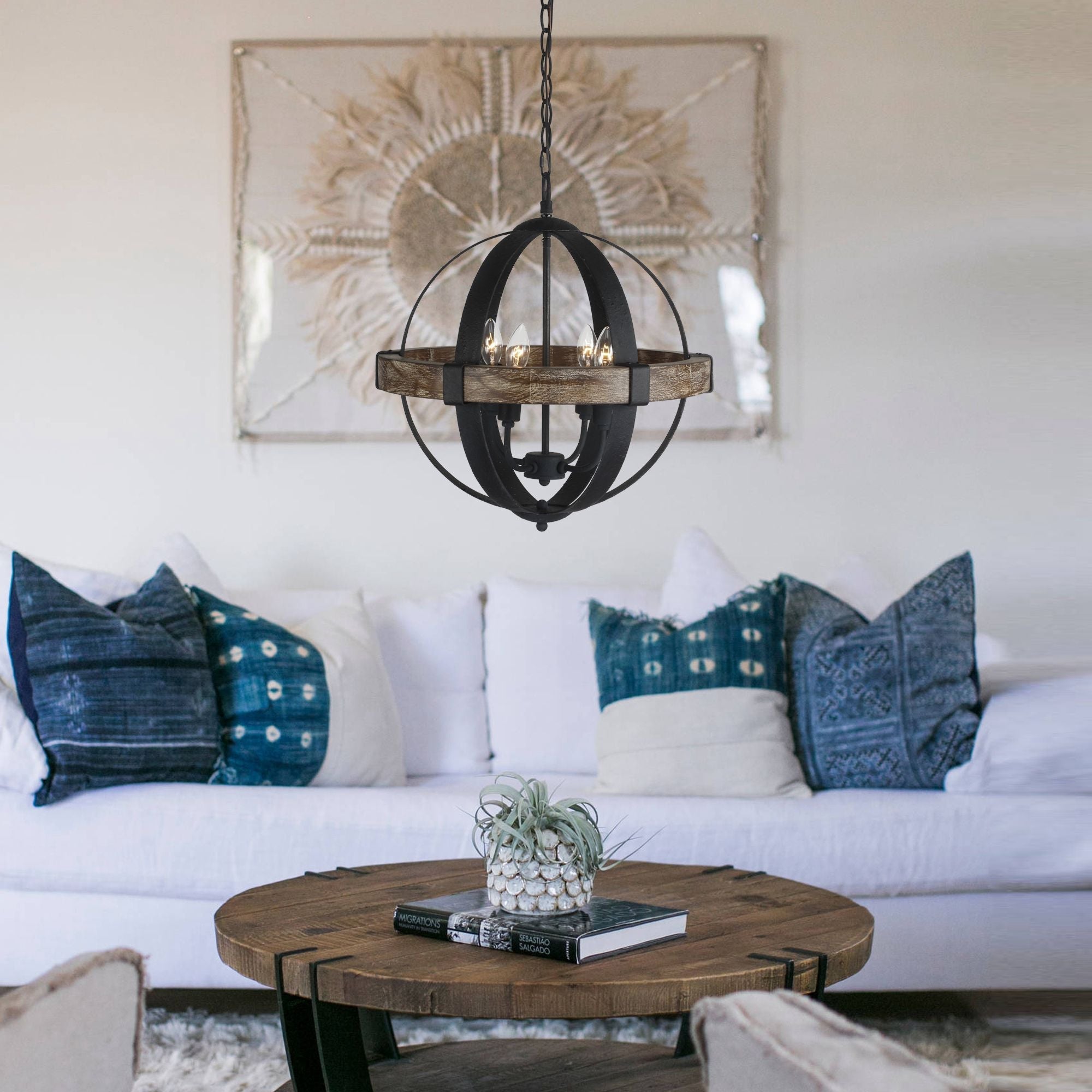 Luxe Vintage Industrial Holz Pendelleuchte-Letslighting