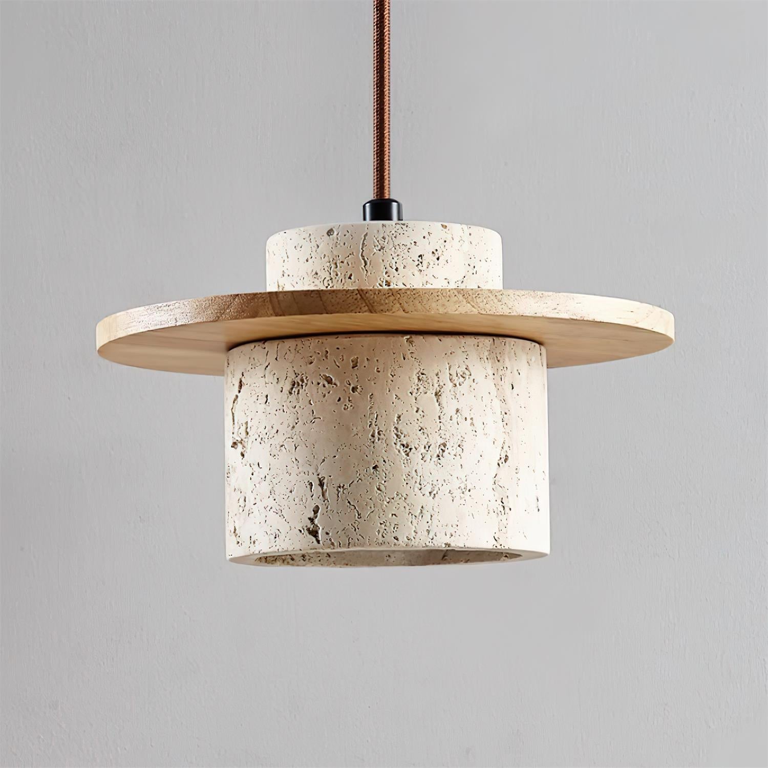 Ritta Wall Lamp Travertine Cylinder Walnut Wood - Letslighting