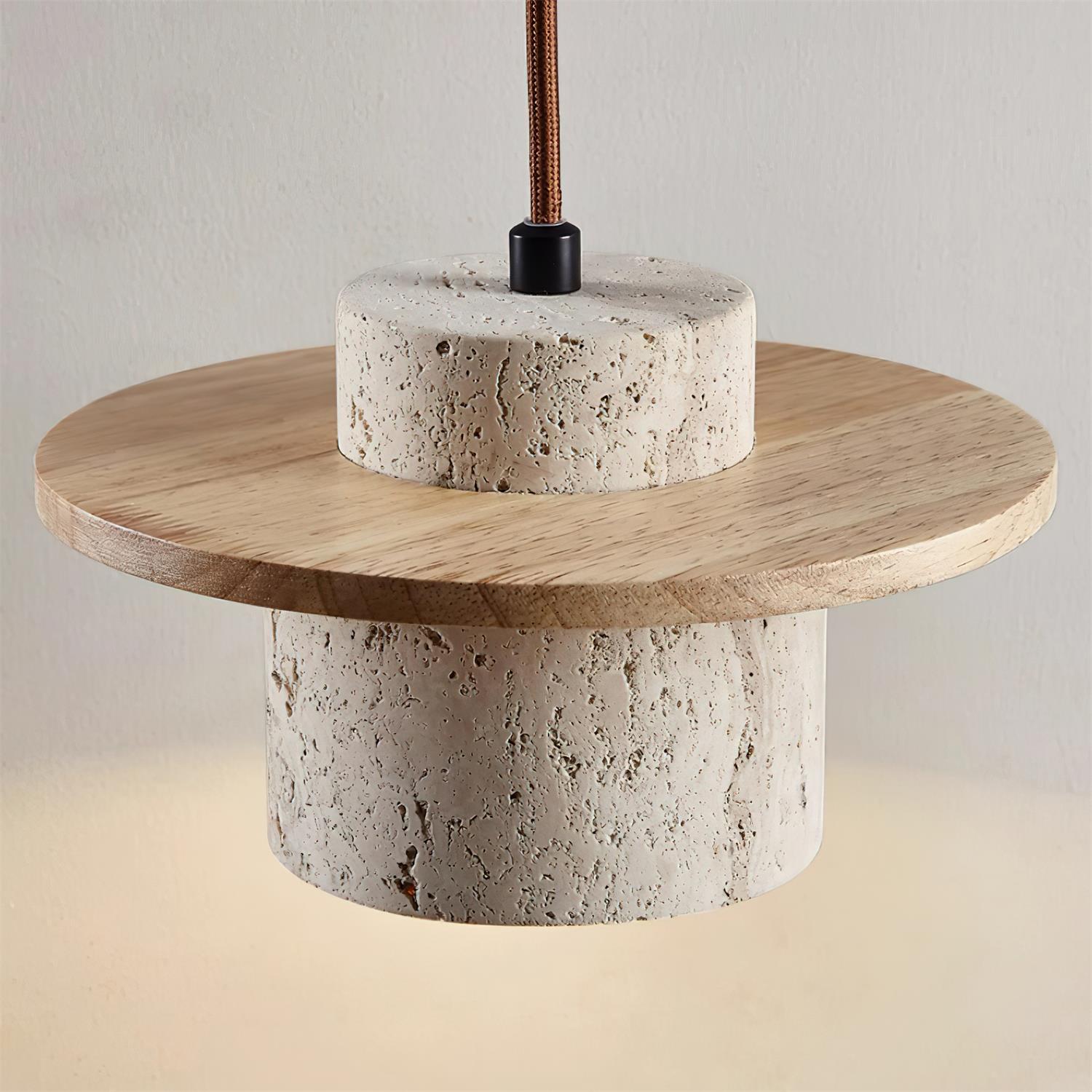 Ritta Wall Lamp Travertine Cylinder Walnut Wood - Letslighting