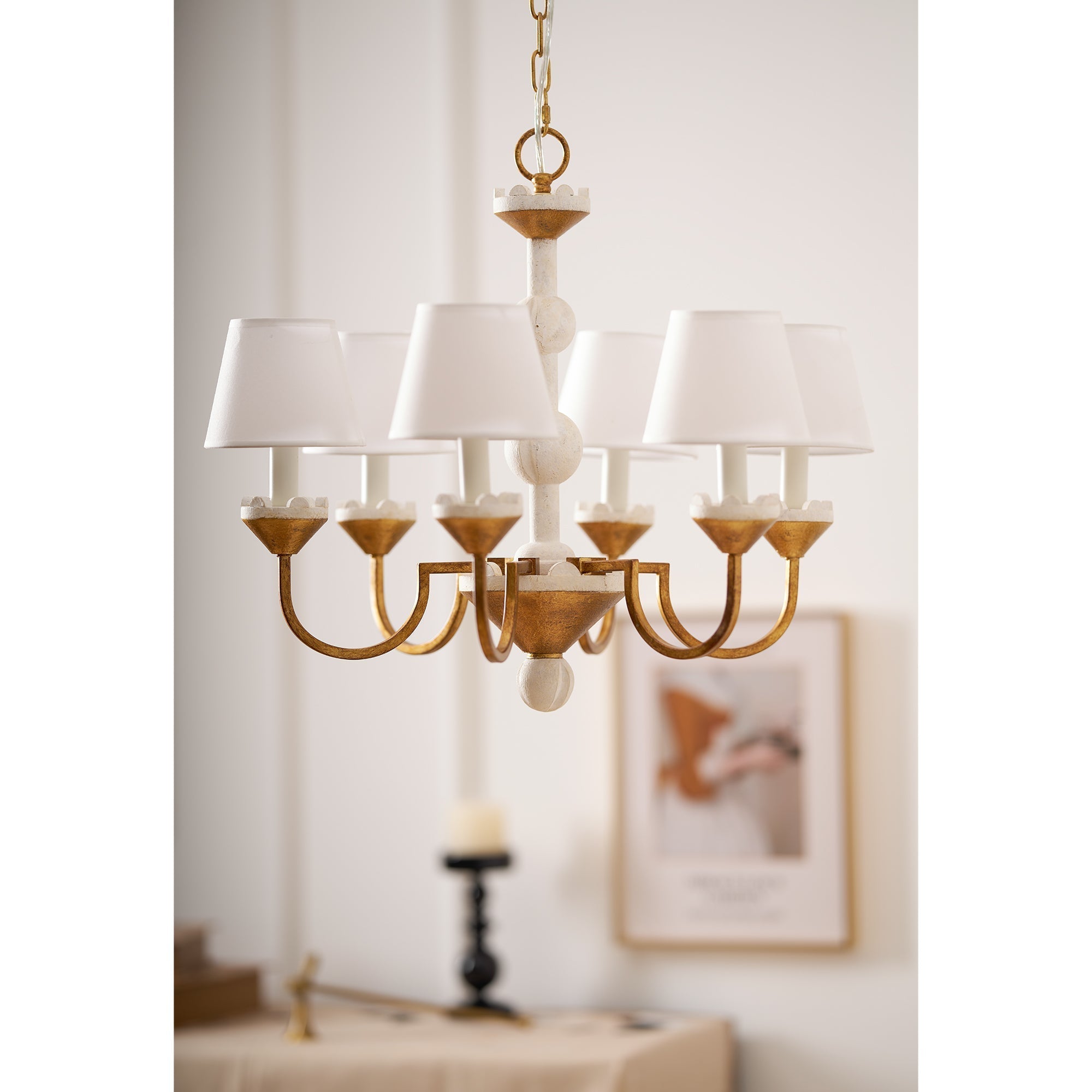 Quest Eleganter Vintage-Stoff-Kronleuchter-Letslighting