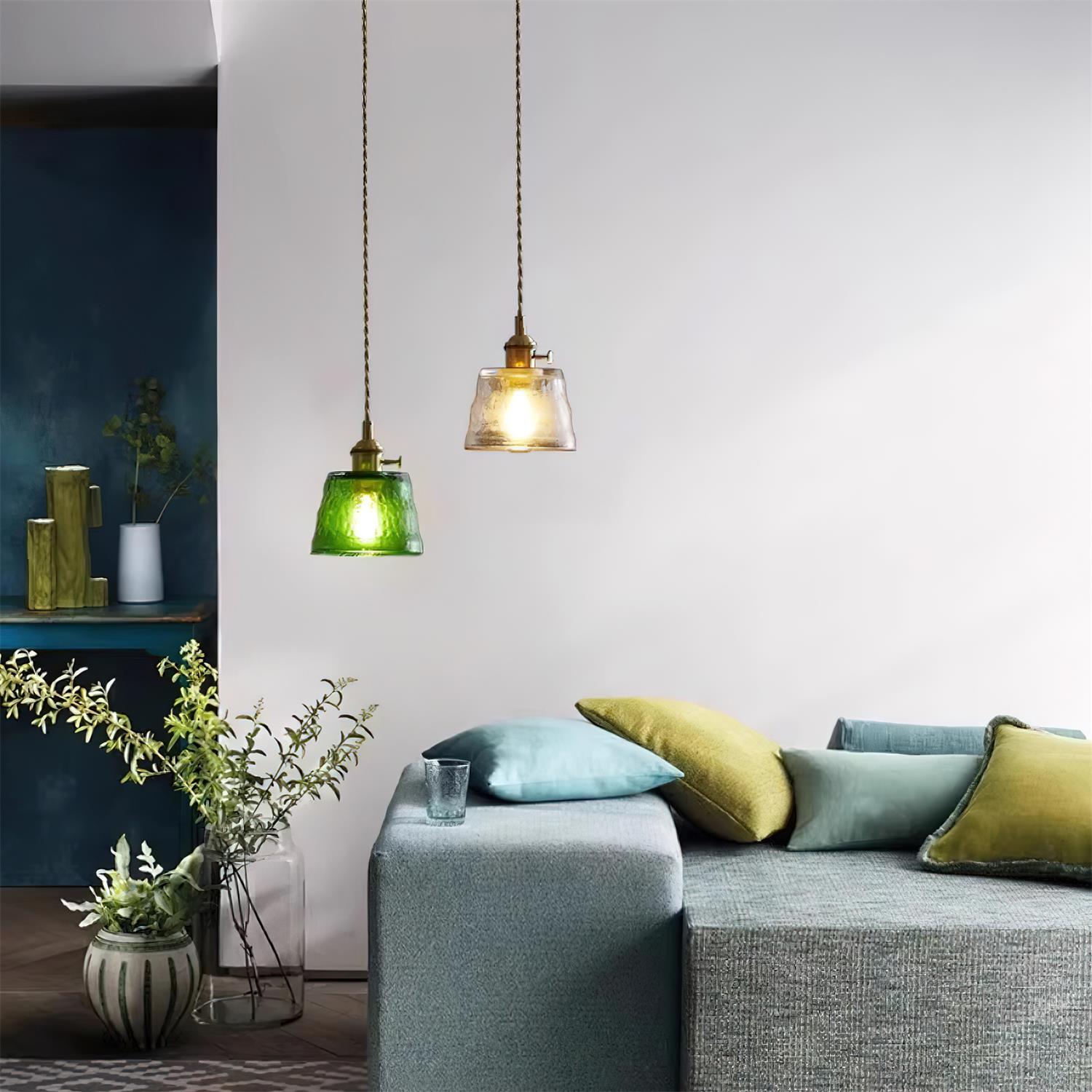 Tatum Messing Glas Vintage Pendelleuchte-Letslighting