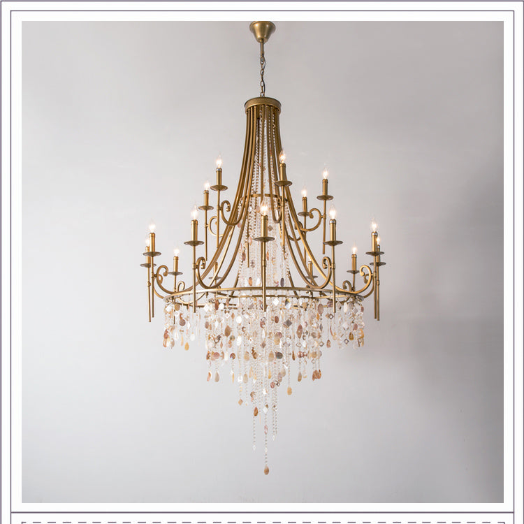 Trove Postmodern Luxury Natural Metal Alabaster Chandelier - Letslighting