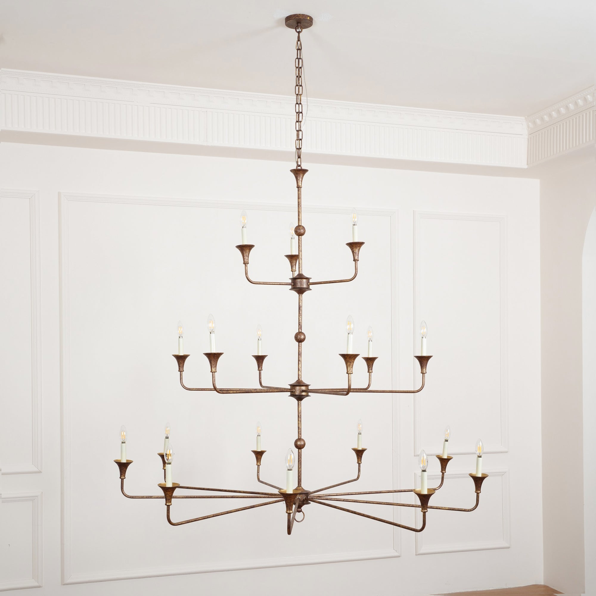 Wisp Großer Vintage-Kronleuchter im Industriestil in Bronze-Letslighting