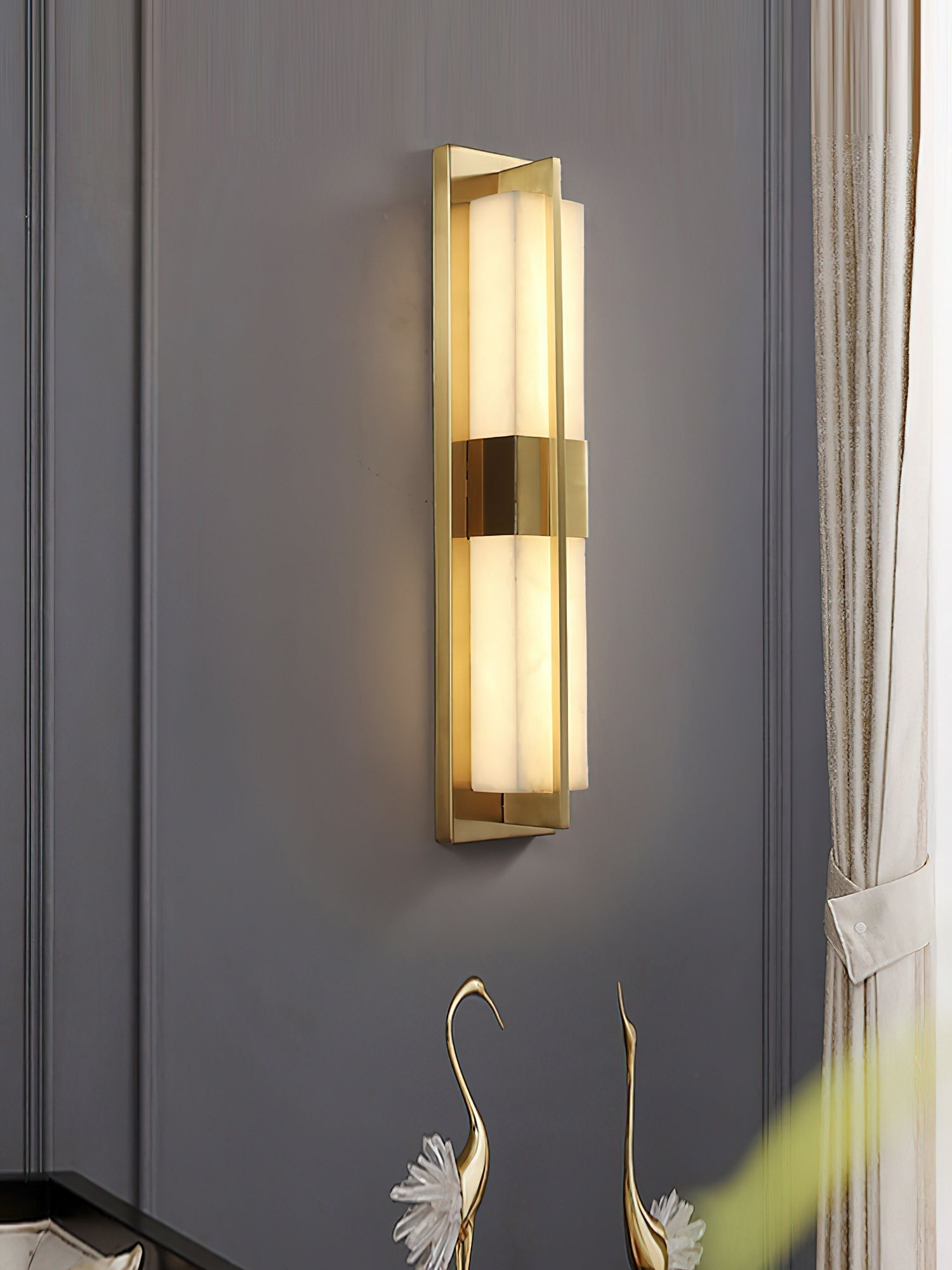 Yale LED Modern Minimalist Brass Alabaster Sconce Wall Lamp - Letslighting