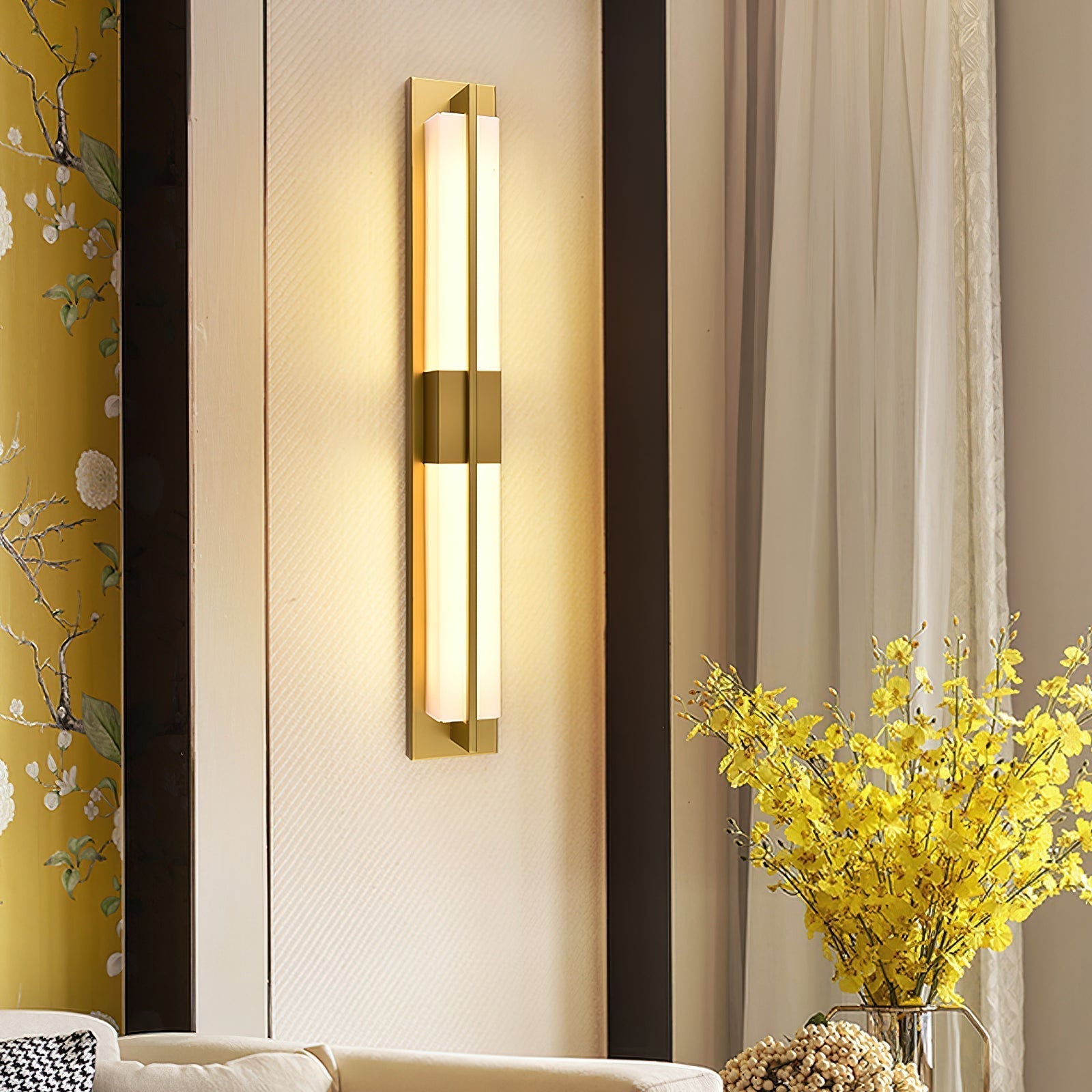 Yale LED Modern Minimalist Brass Alabaster Sconce Wall Lamp - Letslighting