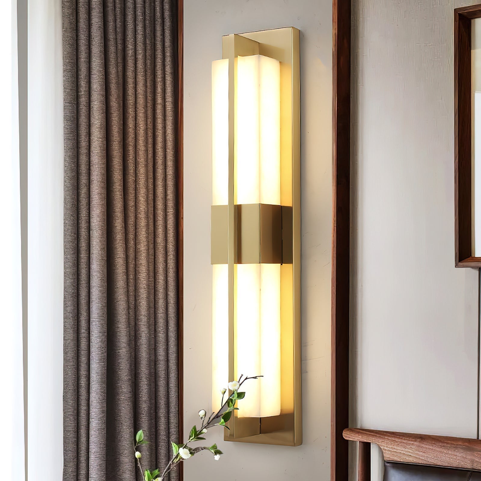 Yale LED Modern Minimalist Brass Alabaster Sconce Wall Lamp - Letslighting