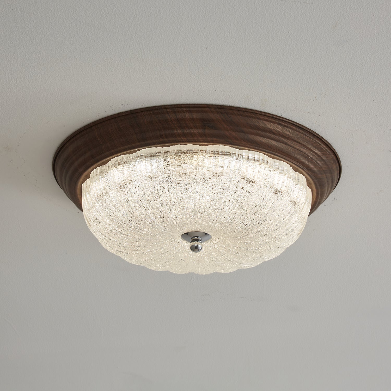 Esorila Premium Elegante Deckenleuchte Nussbaum Glas-Letslighting