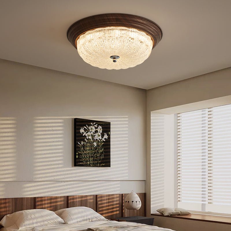 Esorila Premium Elegante Deckenleuchte Nussbaum Glas-Letslighting