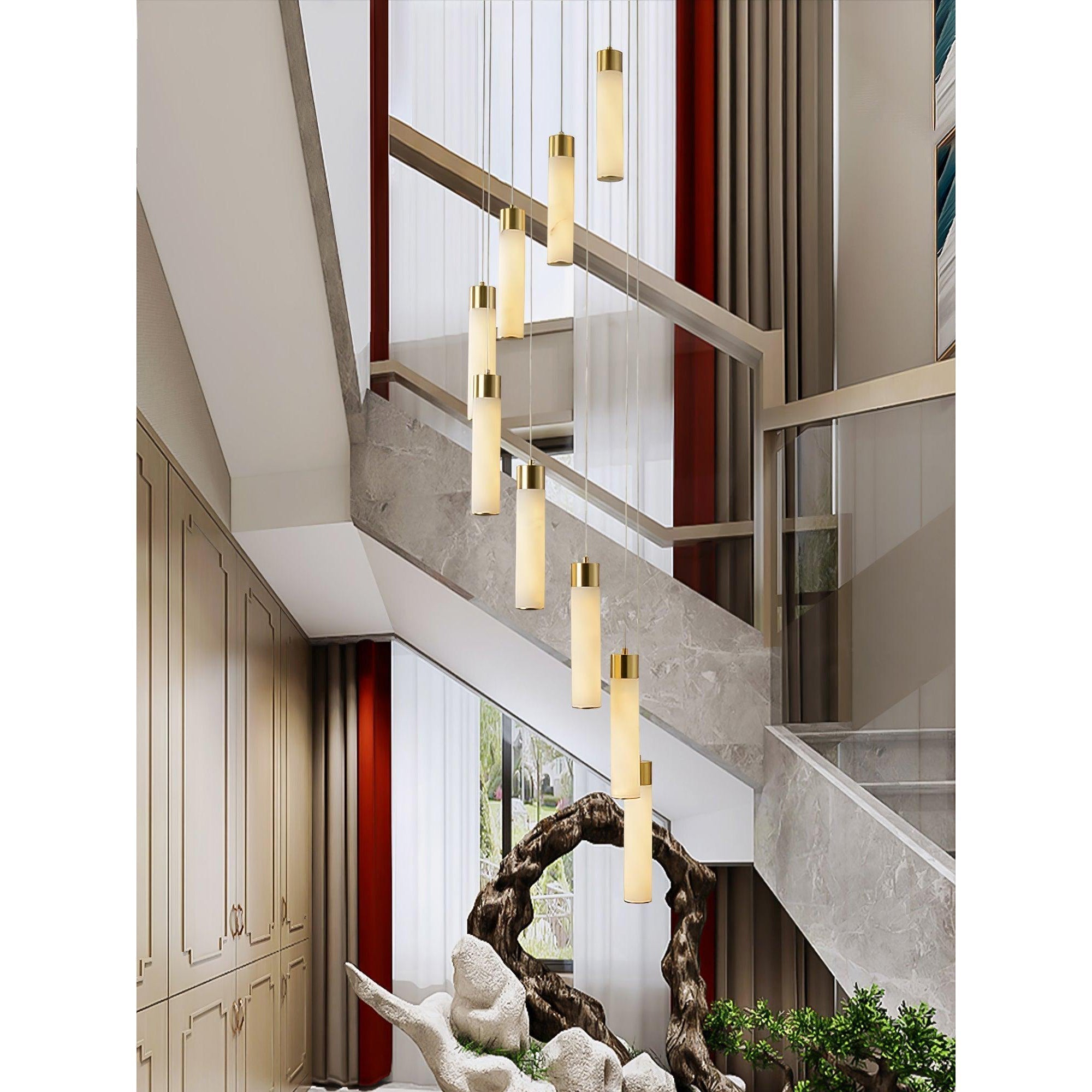 Zeal Modern Minimalist Cascade Alabaster Chandelier - Letslighting