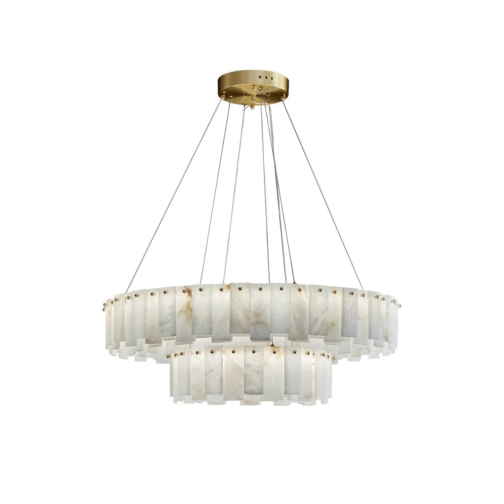 Aero Postmodern Luxury Round Brass Alabaster Chandelier - Letslighting