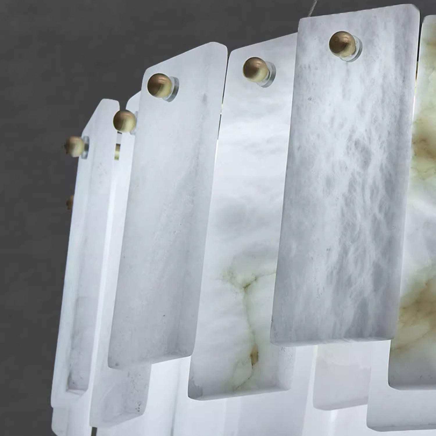 Aero Postmodern Luxury Round Brass Alabaster Chandelier - Letslighting