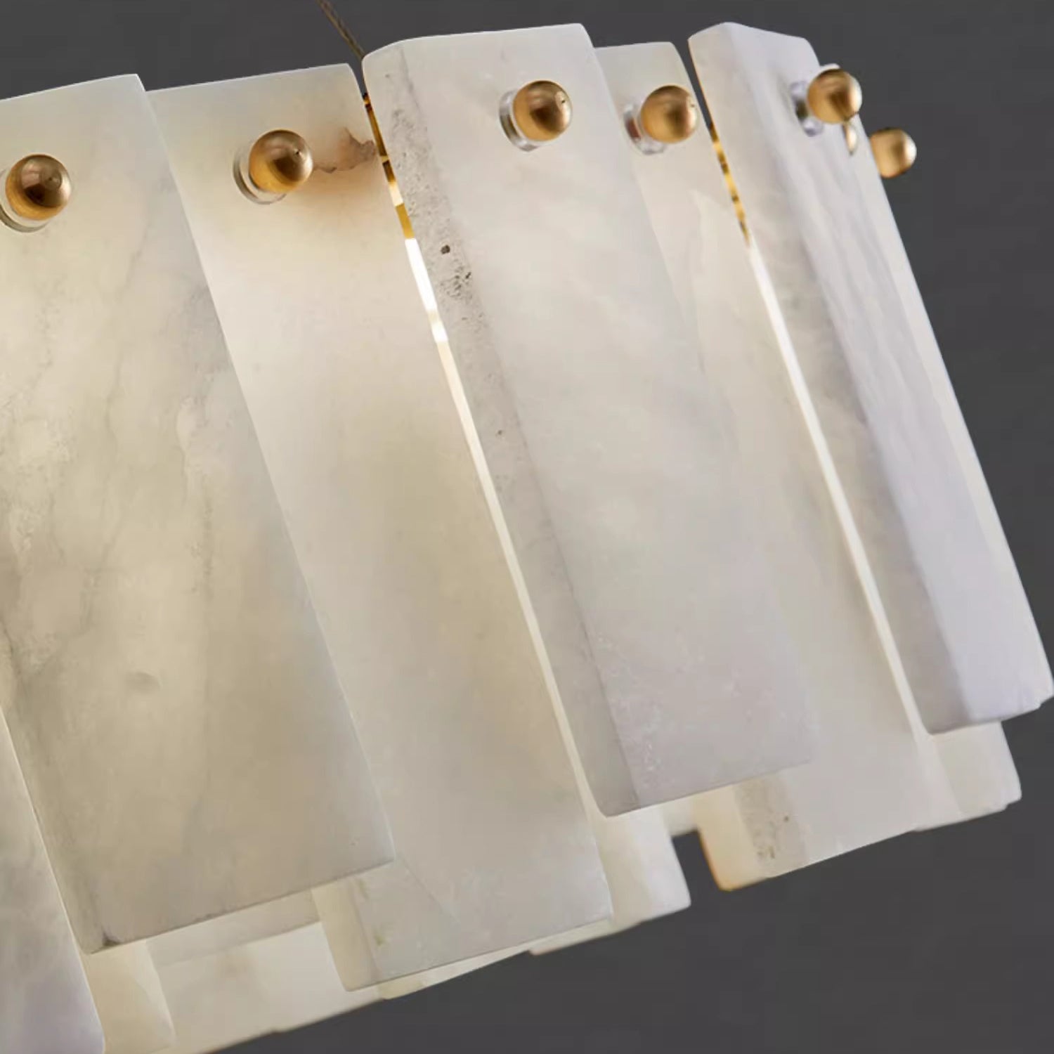 Aero Postmodern Luxury Round Brass Alabaster Chandelier - Letslighting