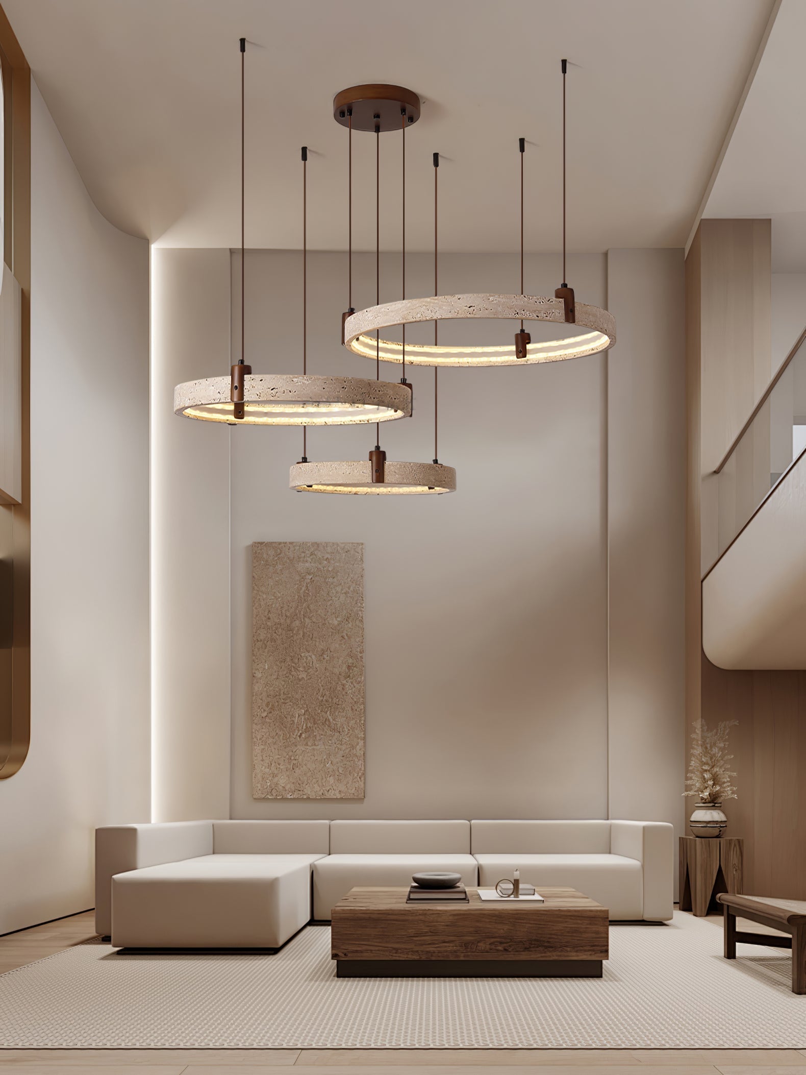 Orvinir Travertine Chandelier - Neutralighting