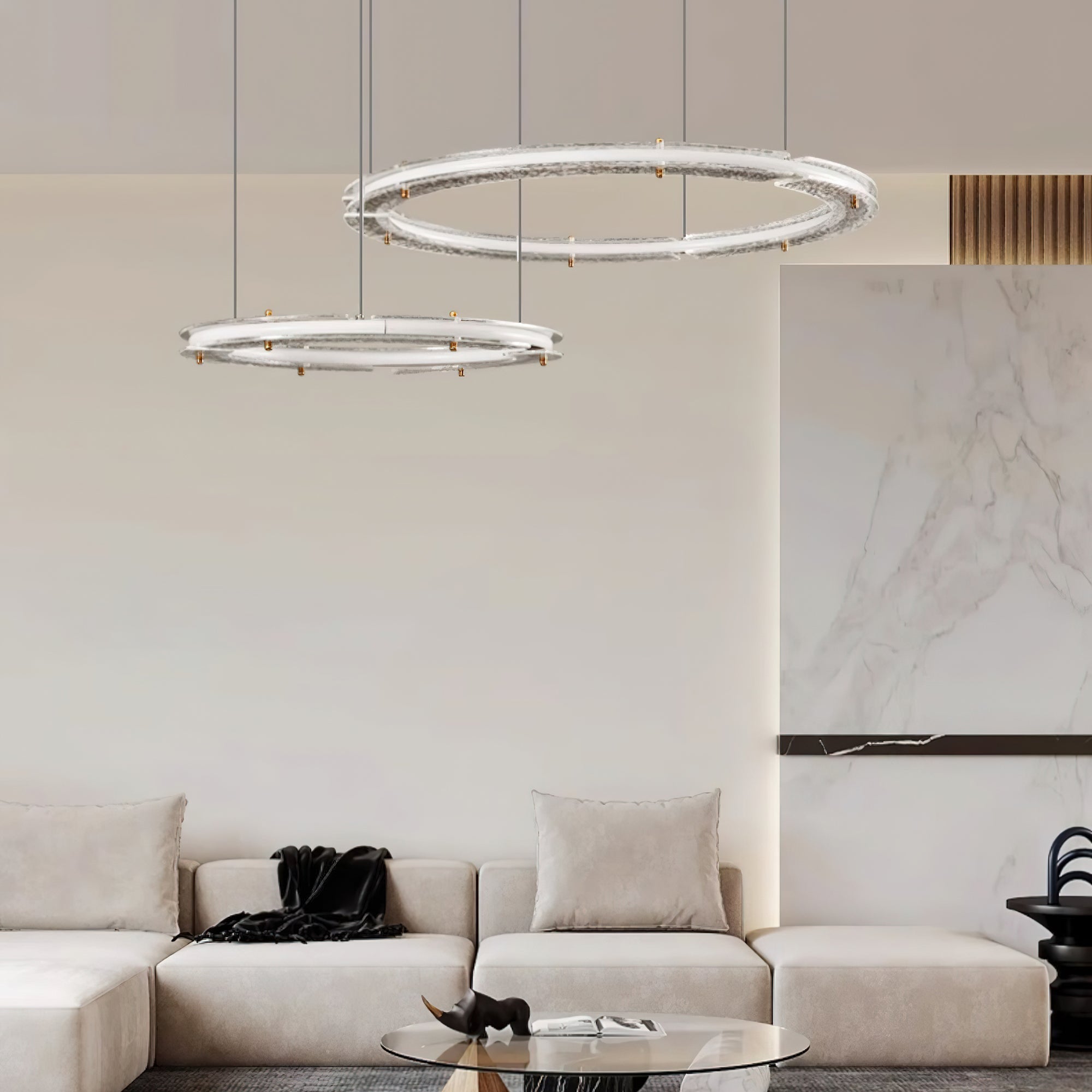 Lunara Dual-Ring Crystal Chandelier - Blowlighting