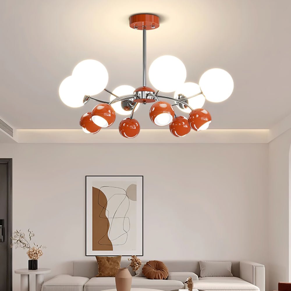 Lustra Kronleuchter Chrome Rot Creme Globus-Letslighting