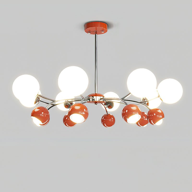 Lustra Kronleuchter Chrome Rot Creme Globus-Letslighting