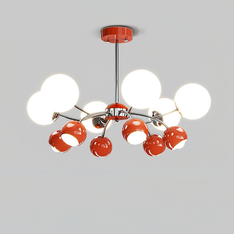 Lustra Kronleuchter Chrome Rot Creme Globus-Letslighting