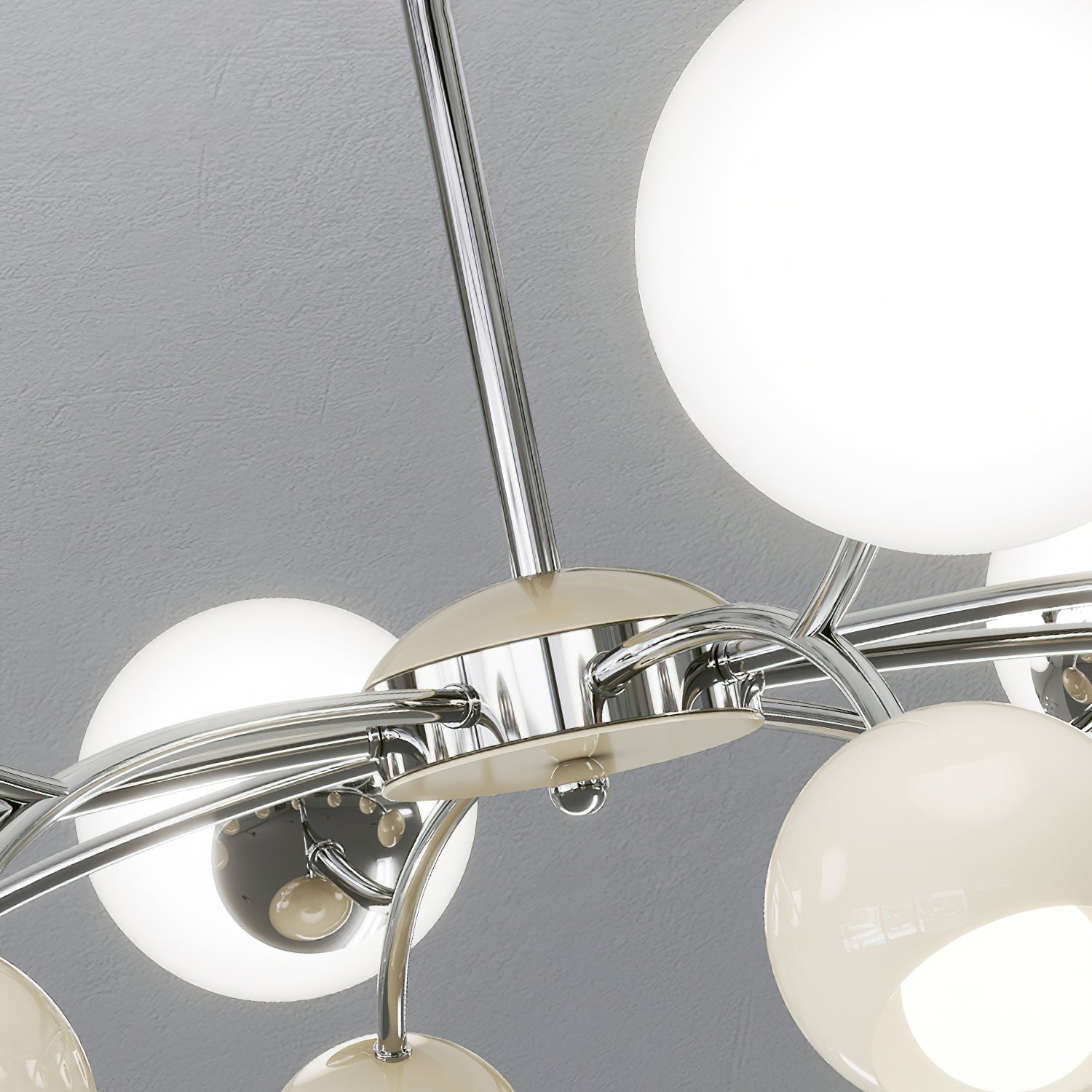 Lustra Kronleuchter Chrome Rot Creme Globus-Letslighting