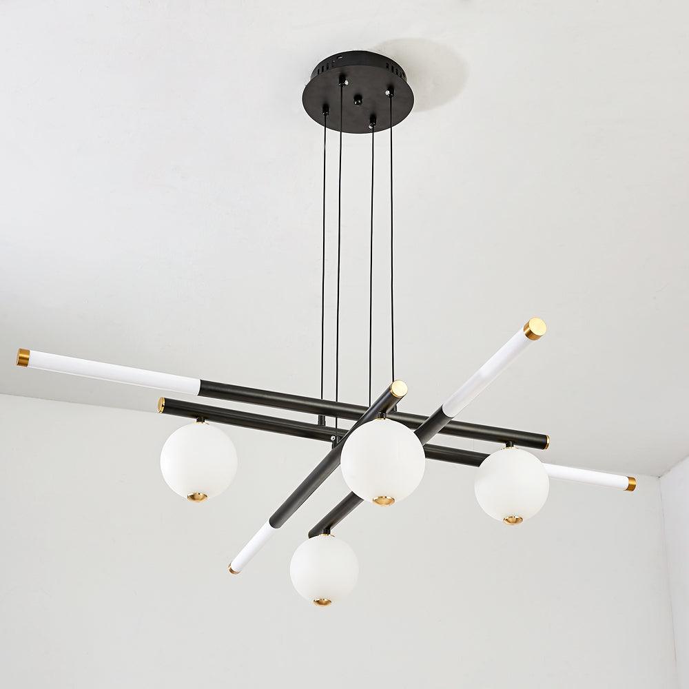 Kronleuchter Schwarz Weiß Stangen Globus Modern-Letslighting