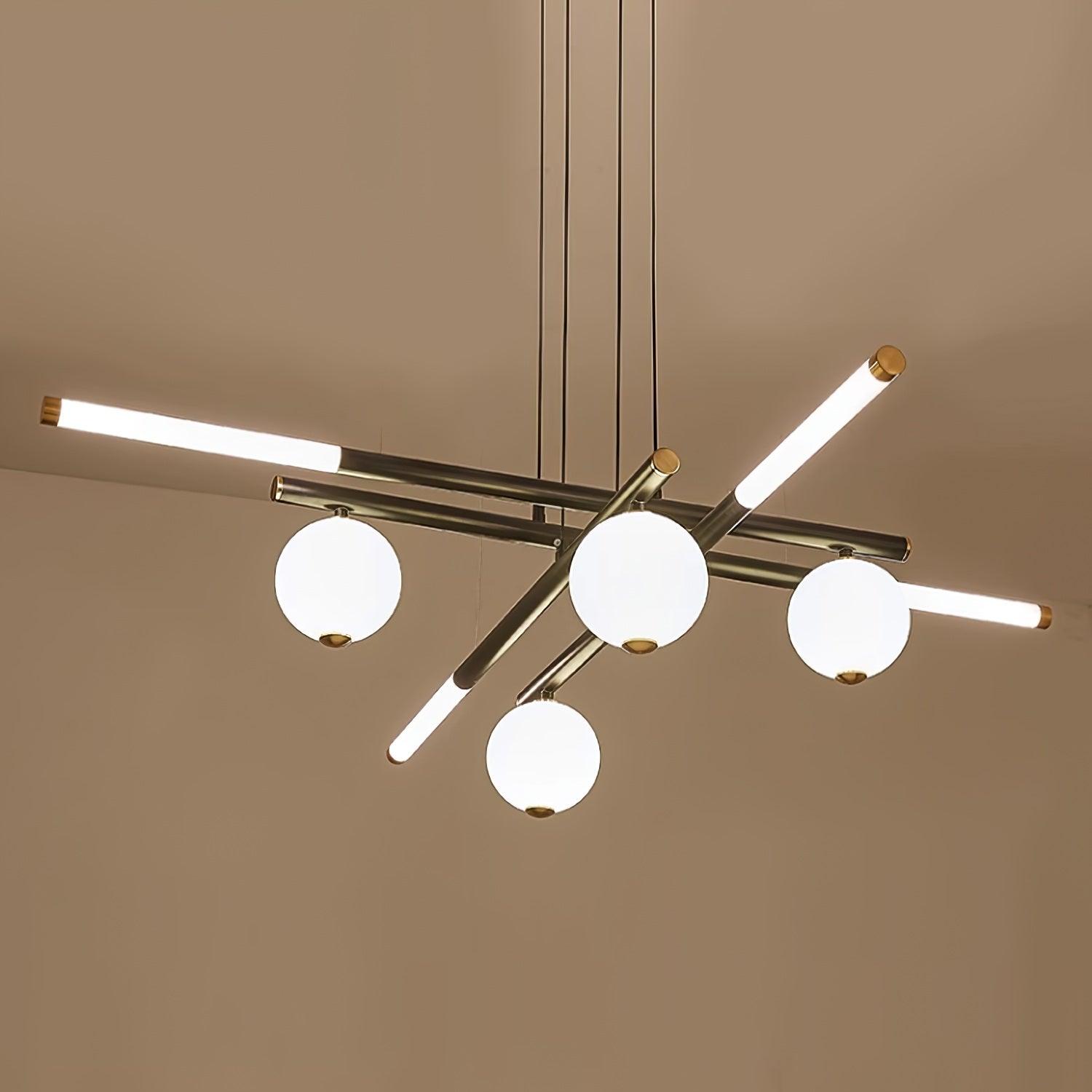 Kronleuchter Schwarz Weiß Stangen Globus Modern-Letslighting