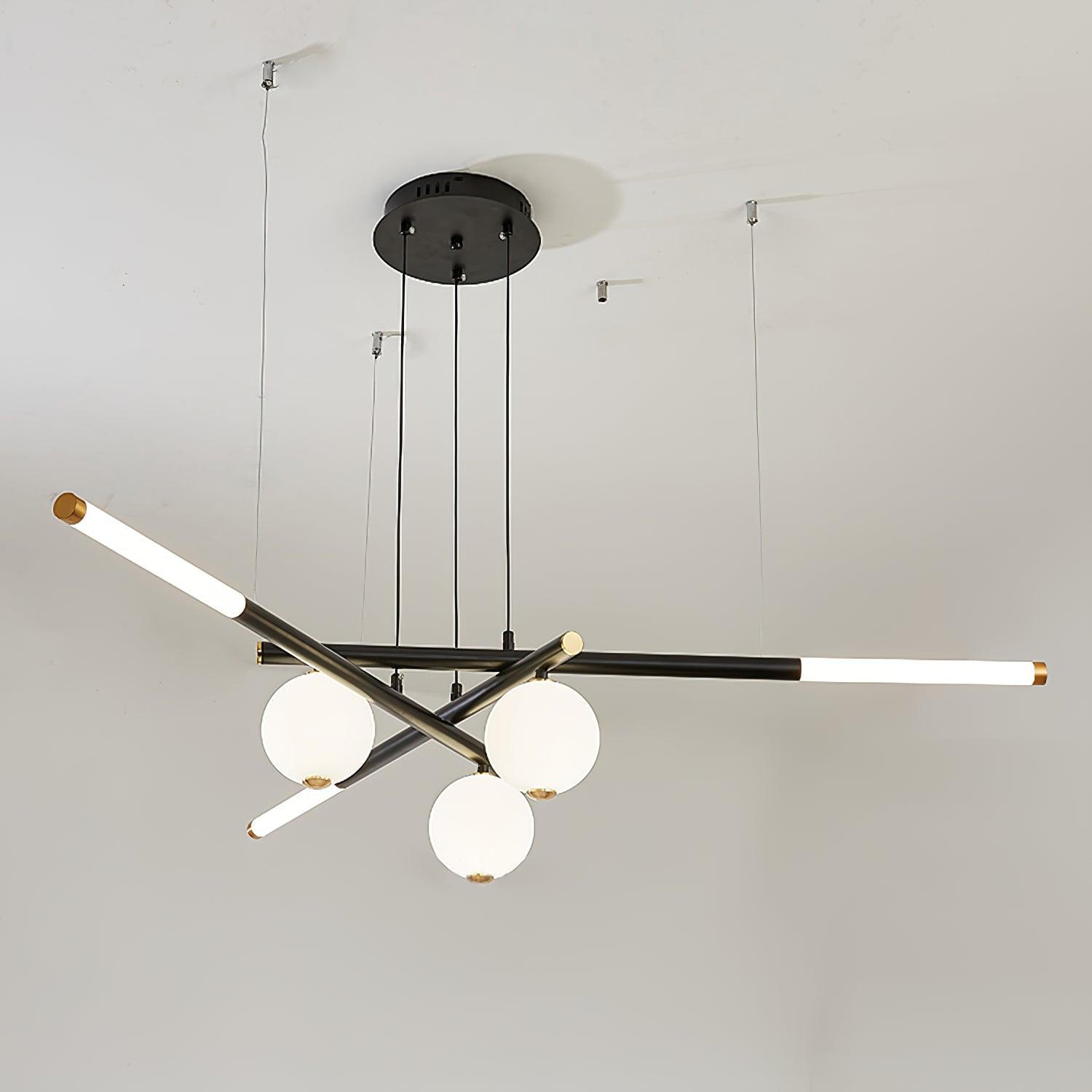 Kronleuchter Schwarz Weiß Stangen Globus Modern-Letslighting