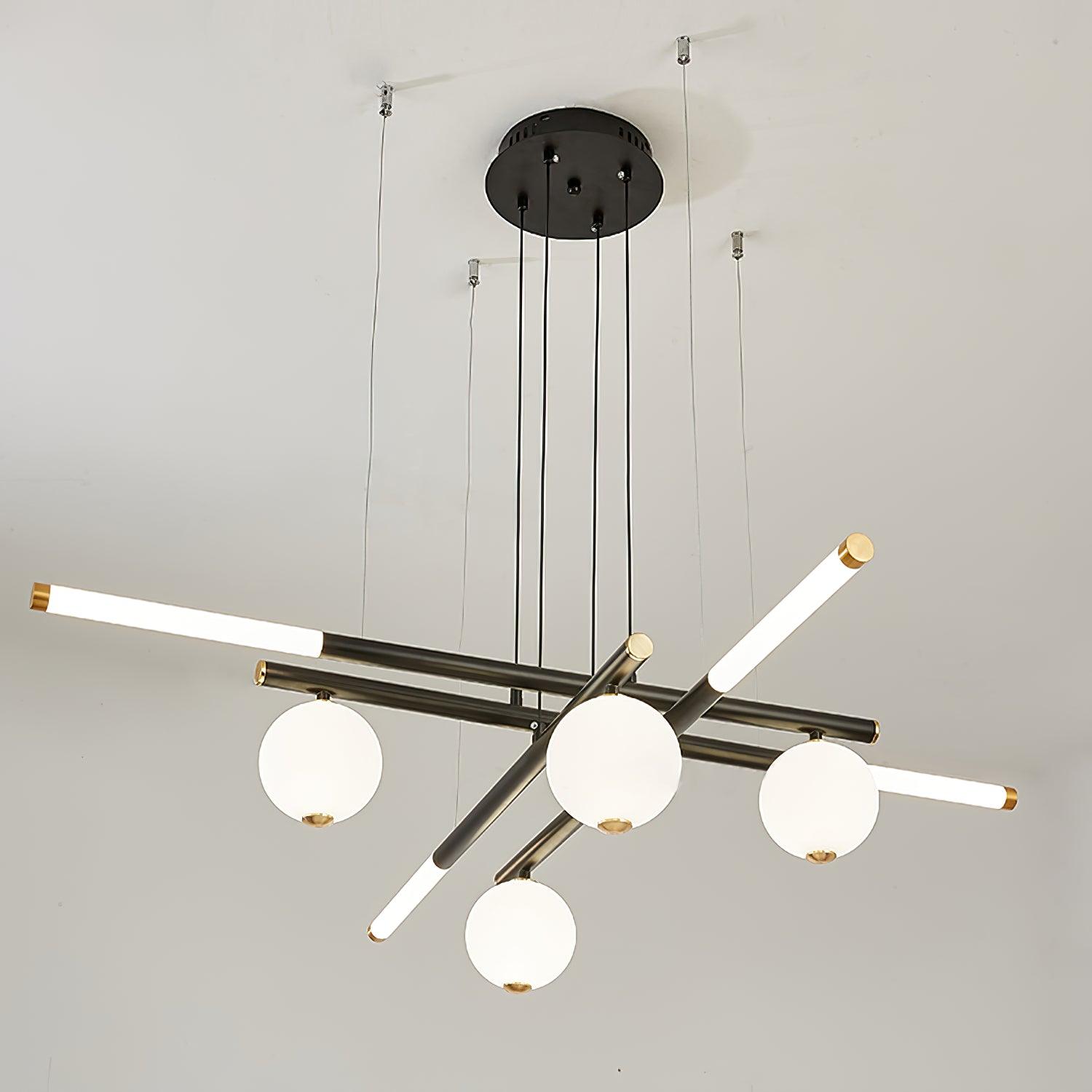 Kronleuchter Schwarz Weiß Stangen Globus Modern-Letslighting