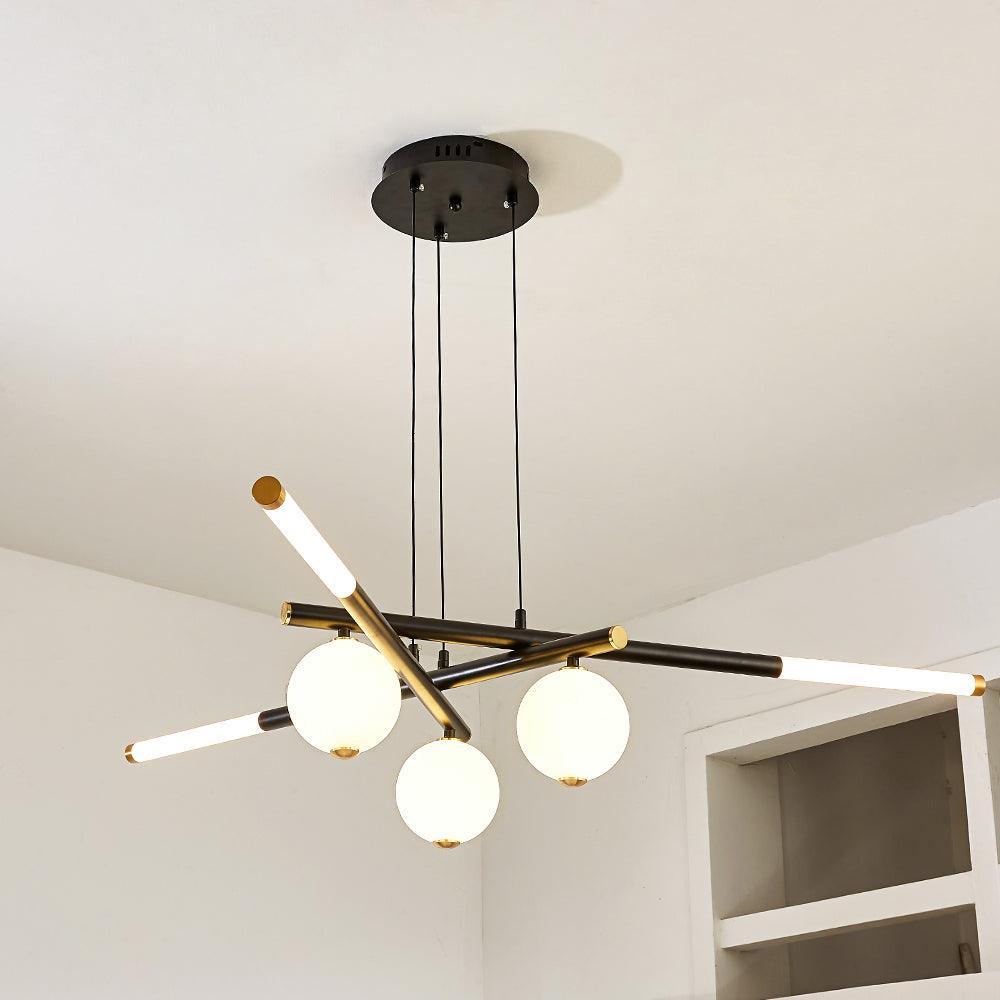 Kronleuchter Schwarz Weiß Stangen Globus Modern-Letslighting