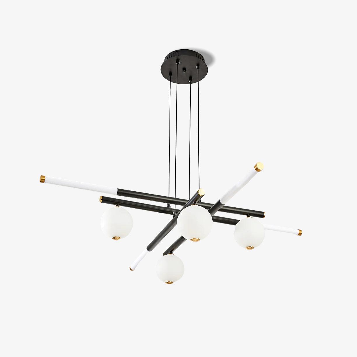Kronleuchter Schwarz Weiß Stangen Globus Modern-Letslighting