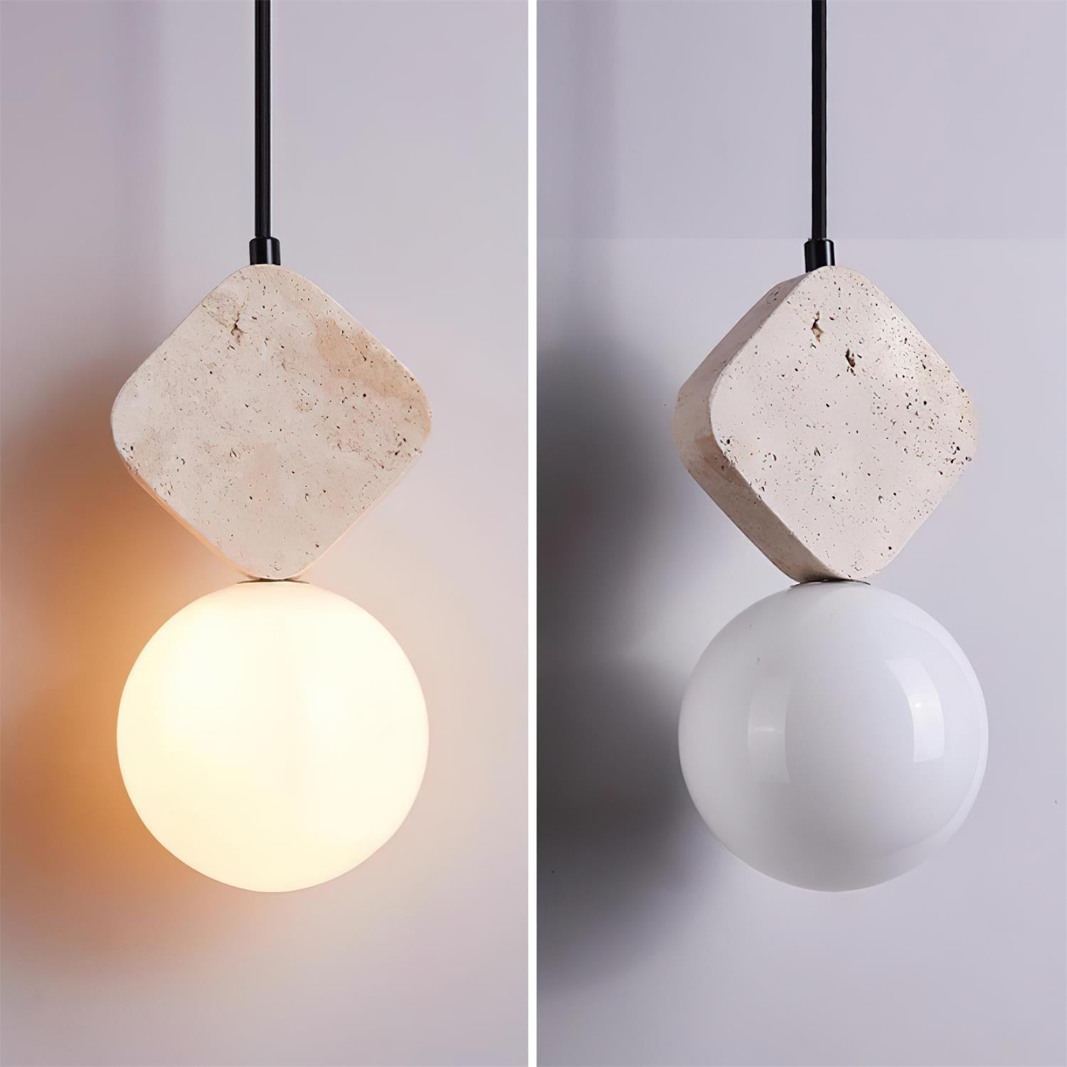 Lunara Travertine Geometric Pendant Light - Letslighting