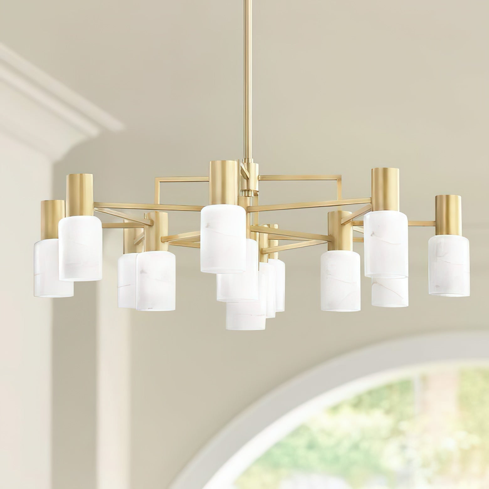 Drift Premium Centerport Chrome Alabaster Chandelier - Letslighting